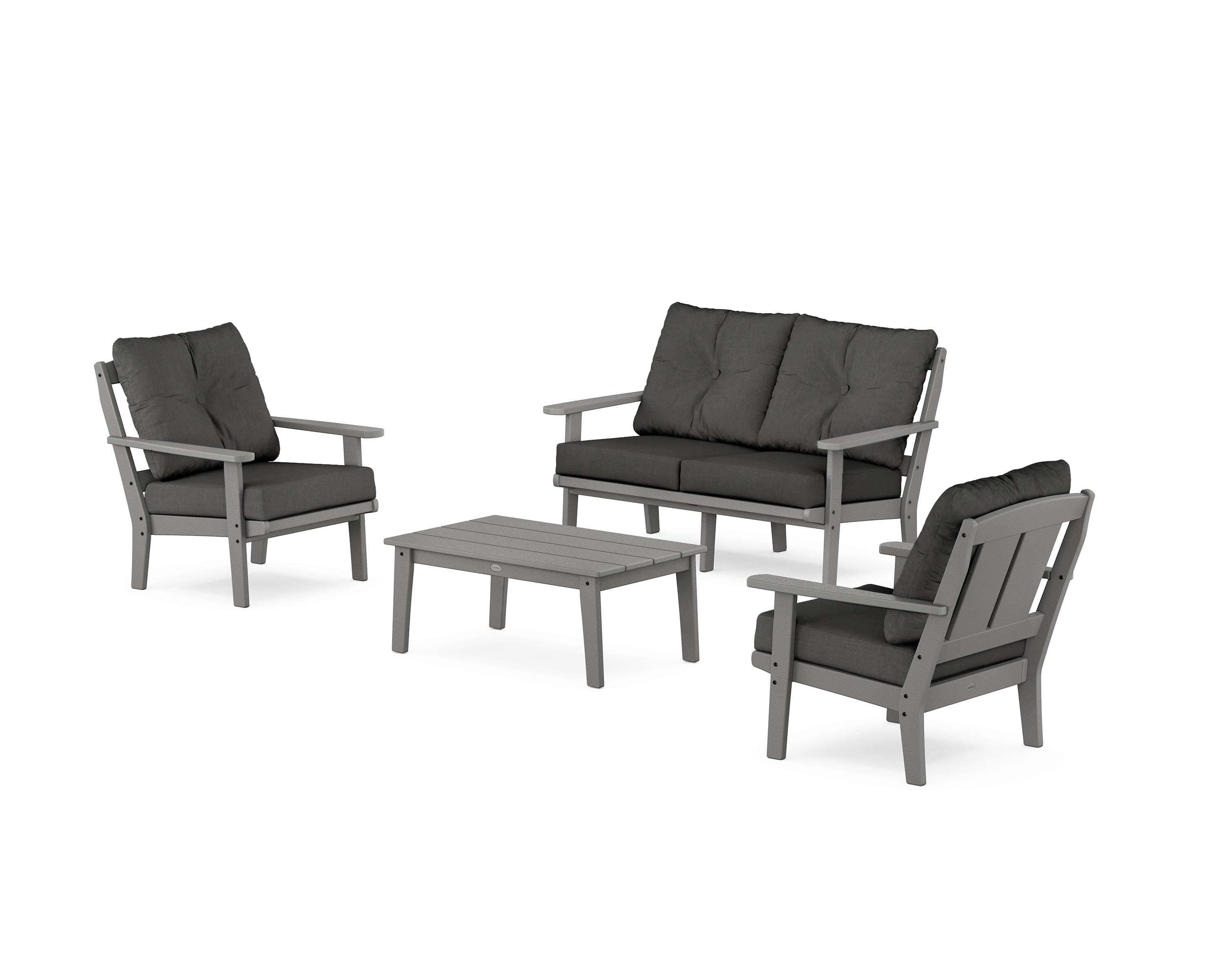 POLYWOOD Mission 4-Piece Deep Seating Set with Loveseat in Slate Grey / Spectrum Carbon