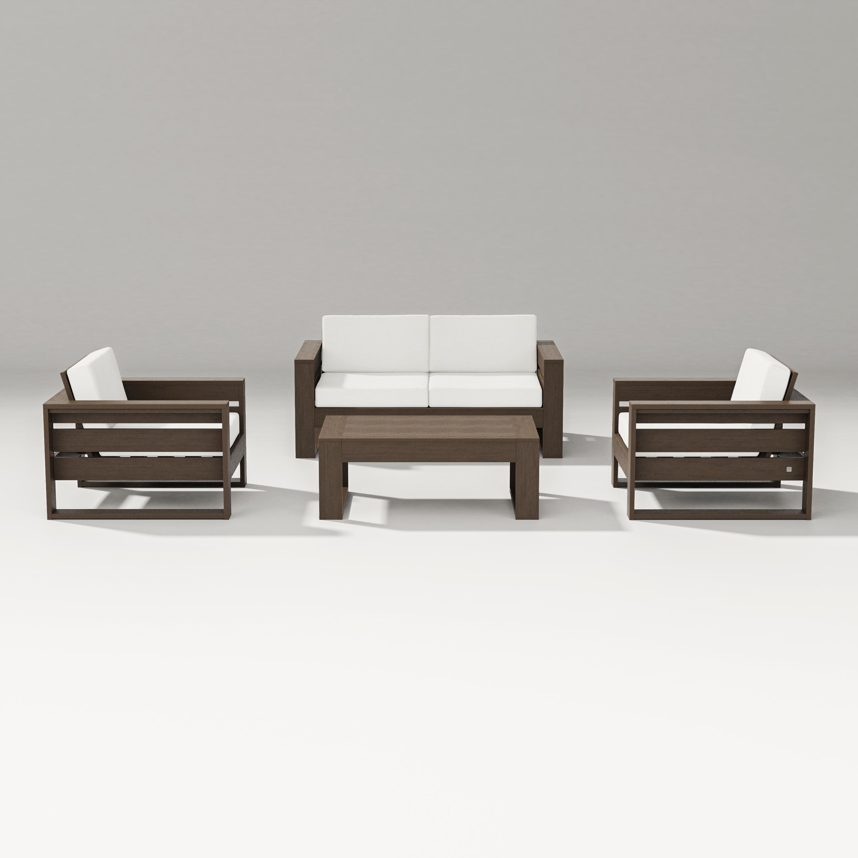 PW Designer Series Latitude 4-Piece Lounge Loveseat Set in Kona / Natural Linen
