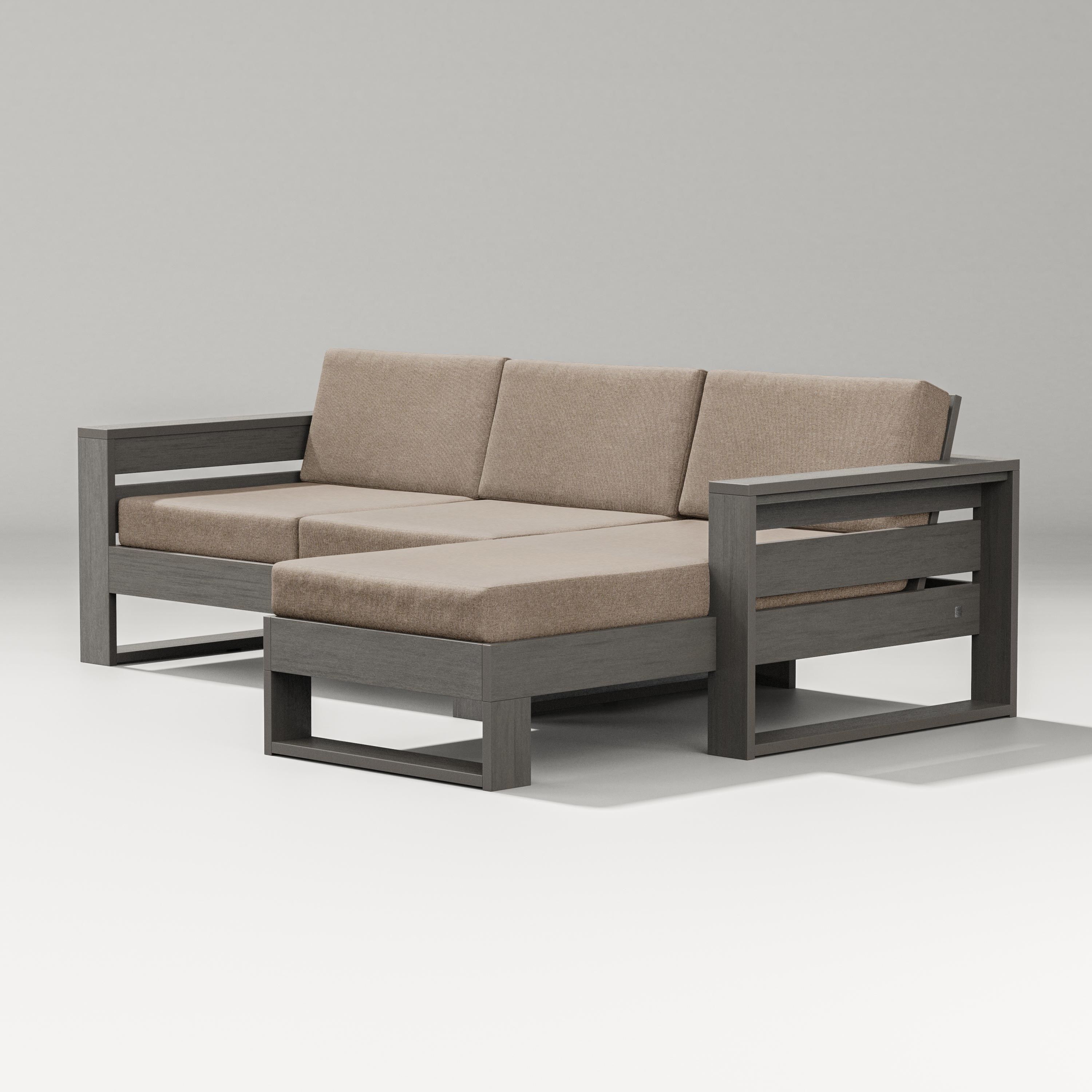 PW Designer Series Latitude Right Chaise Sectional in Driftwood / Spiced Burlap
