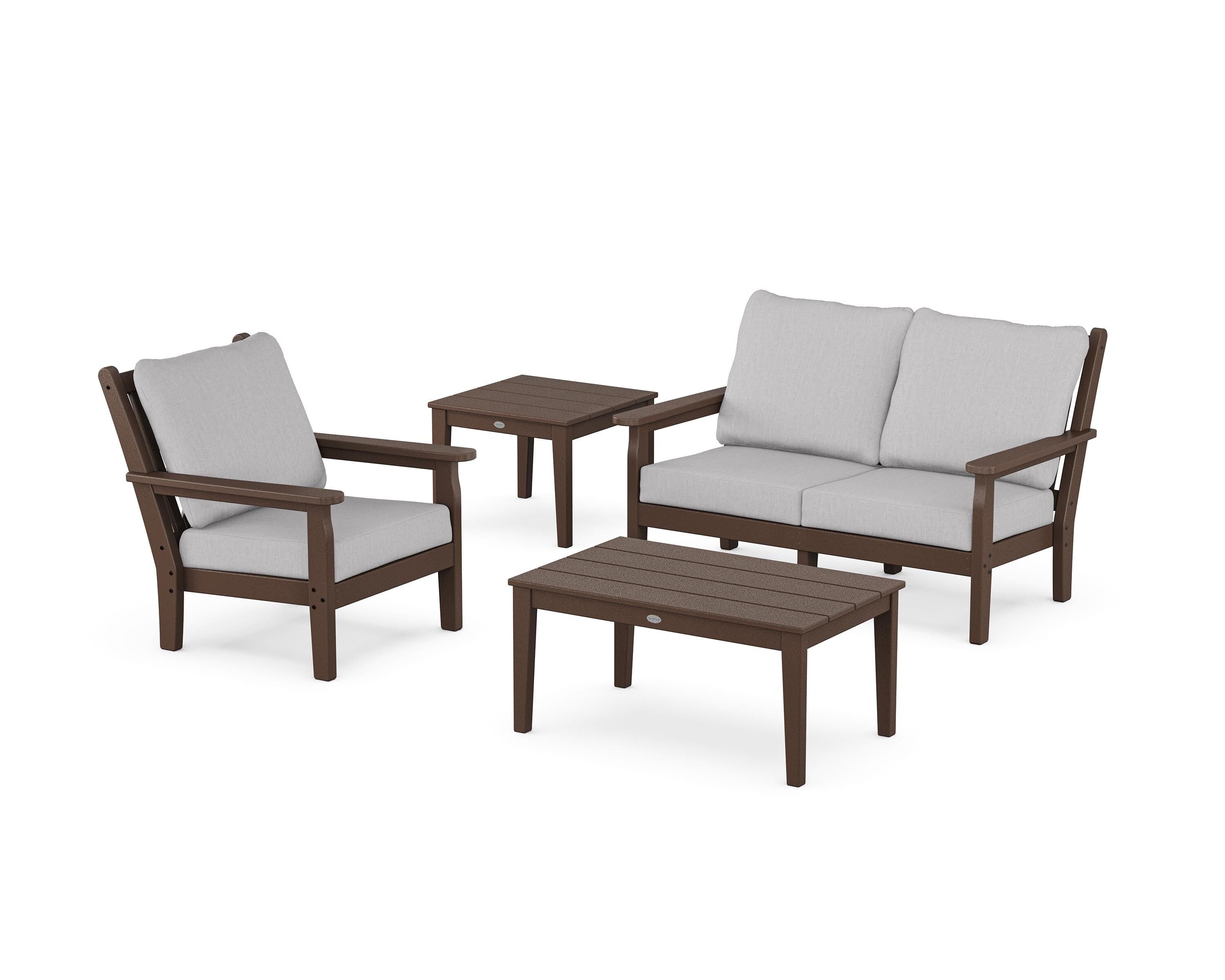 POLYWOOD Chippendale 4-Piece Deep Seating Set in Mahogany / Granite