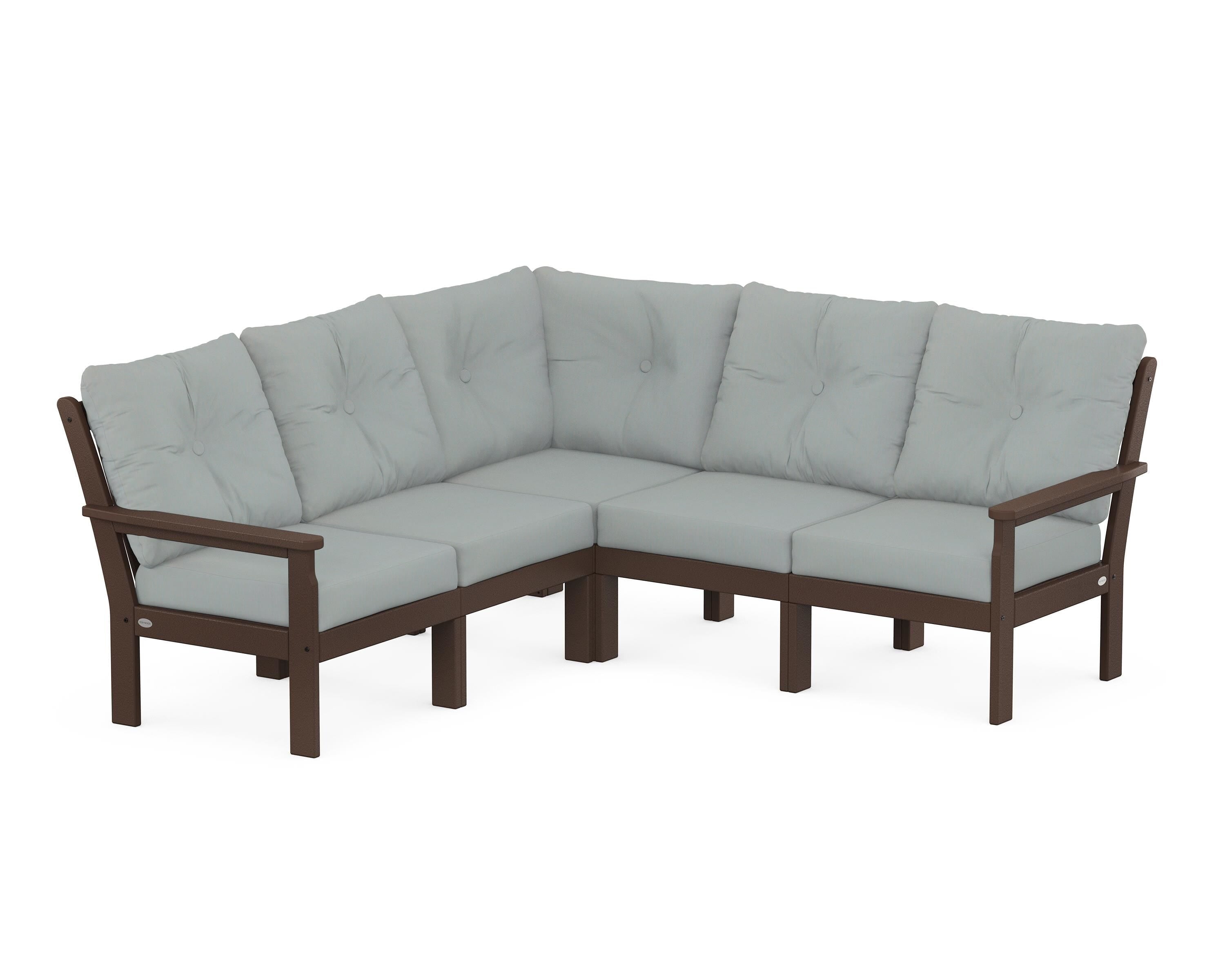 POLYWOOD Vineyard 5-Piece Sectional in Mahogany / Spa