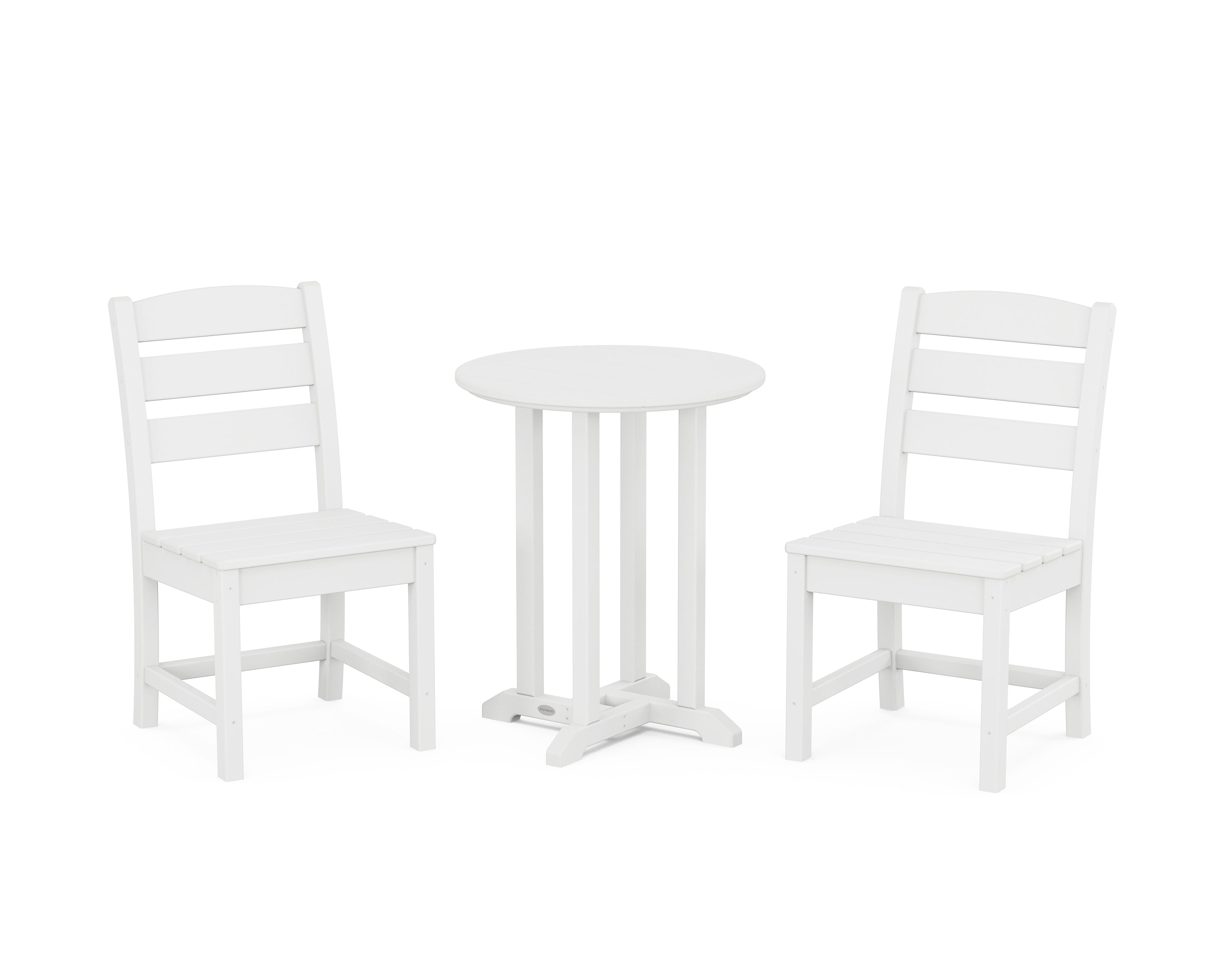 POLYWOOD Lakeside Side Chair 3-Piece Round Bistro Dining Set in White