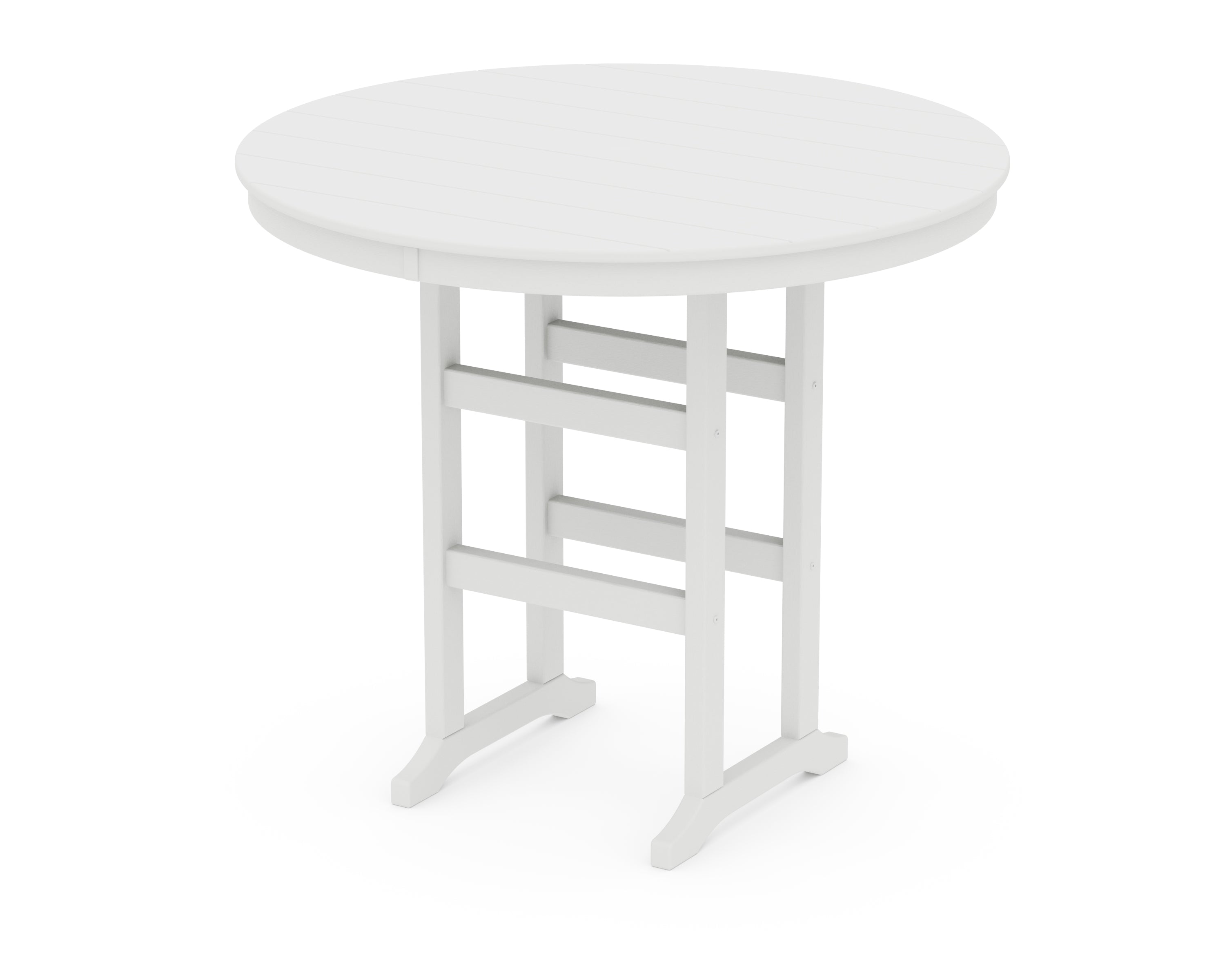 POLYWOOD 48" Round Farmhouse Bar Table in Vintage White