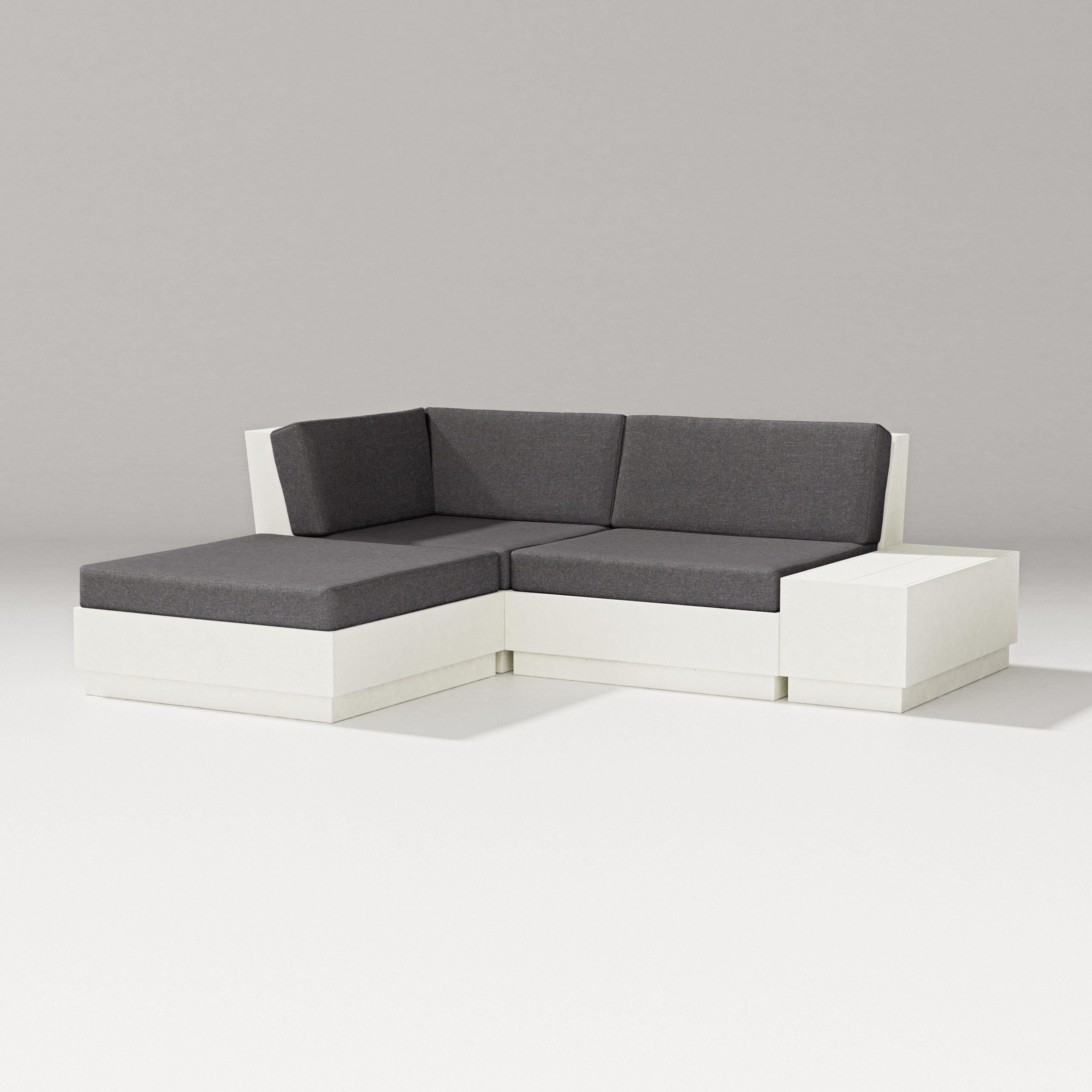 PW Designer Series Elevate Loveseat Sectional with Chaise in Vintage White / Ash Charcoal