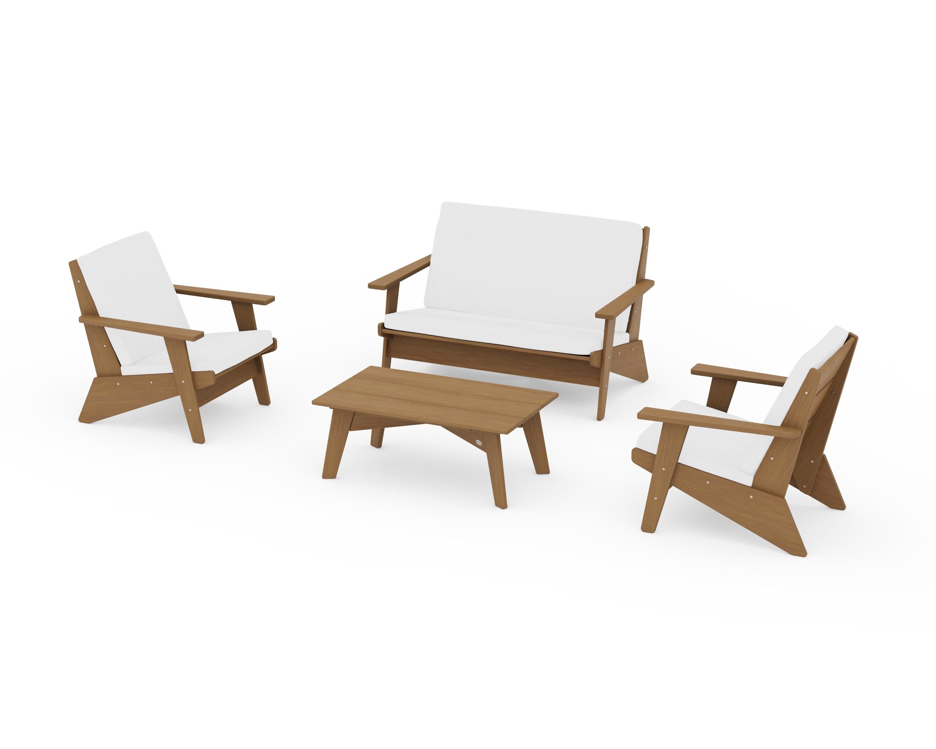 POLYWOOD Riviera Modern Lounge 4-Piece Set in Natural / Natural