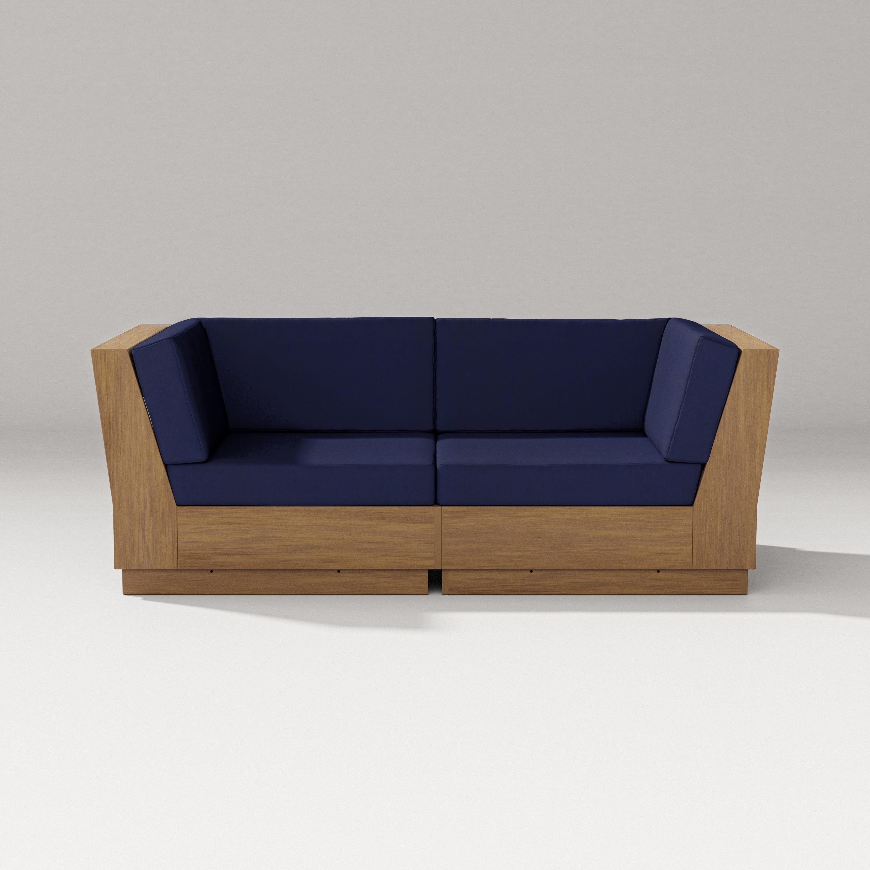 PW Designer Series Elevate Loveseat Sectional in Natural / Navy