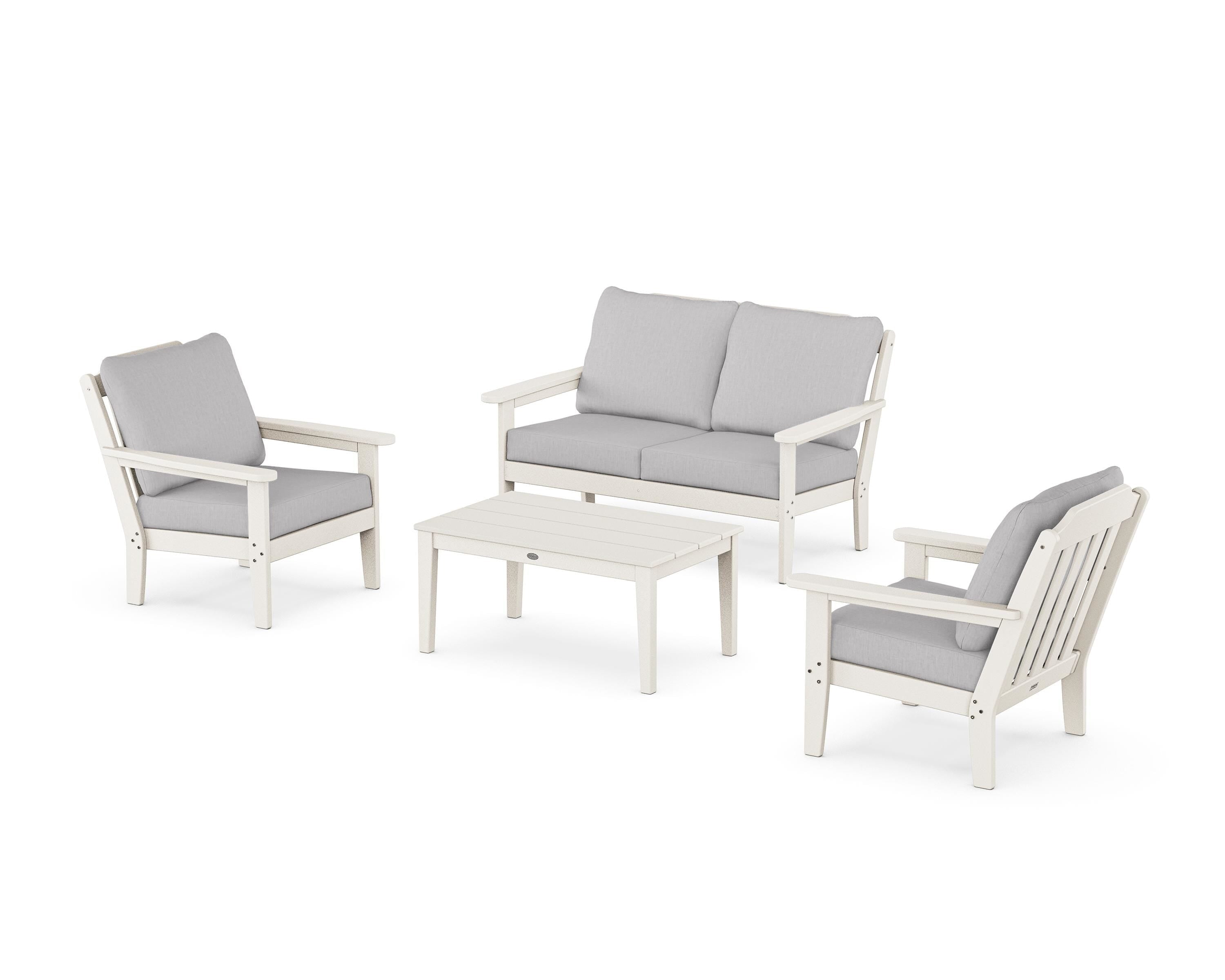 Country Living Cottage 4-Piece Deep Seating Set with Loveseat in Sand / Granite