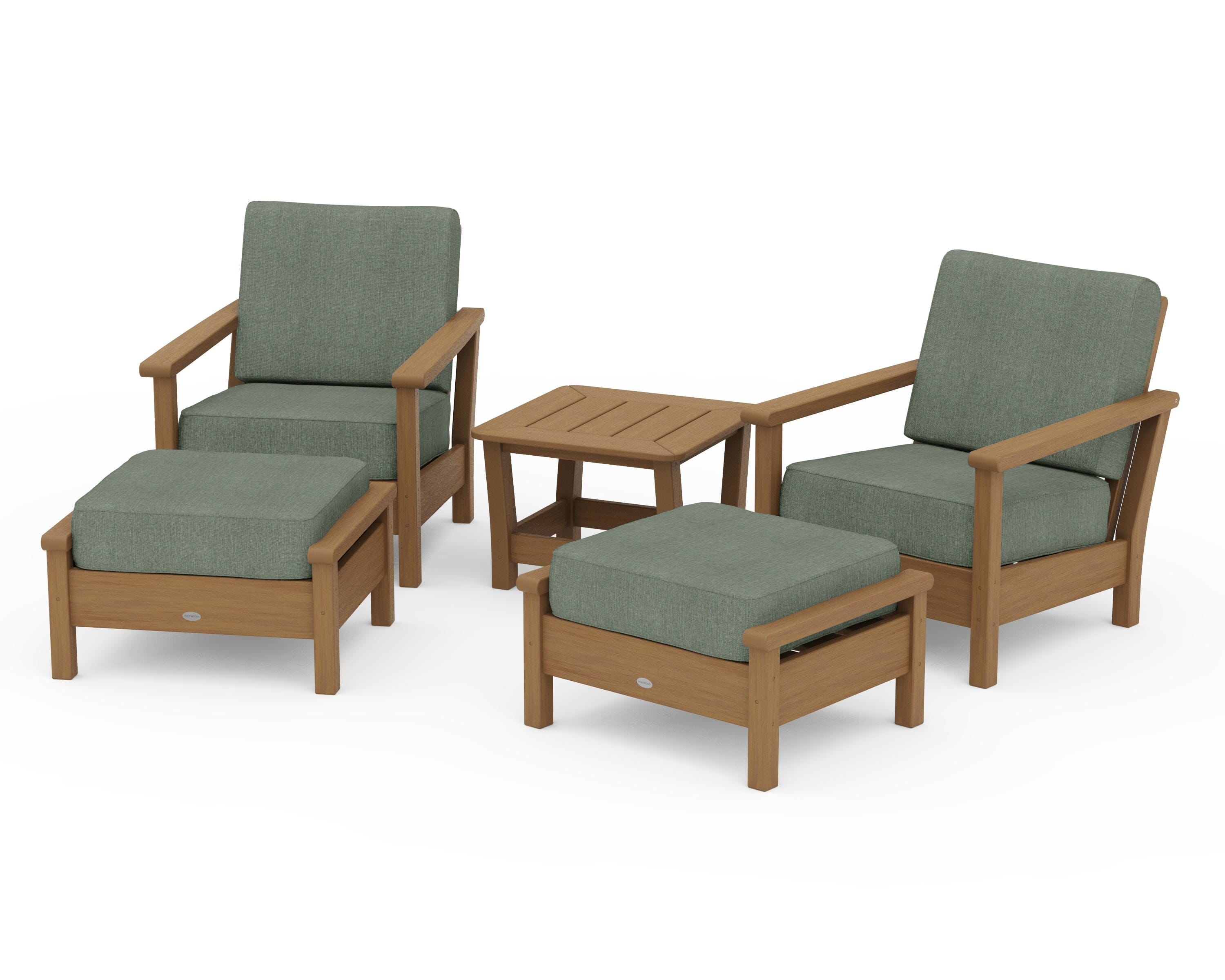 POLYWOOD Harbour 5-Piece Deep Seating Chair Set in Natural / Cast Sage