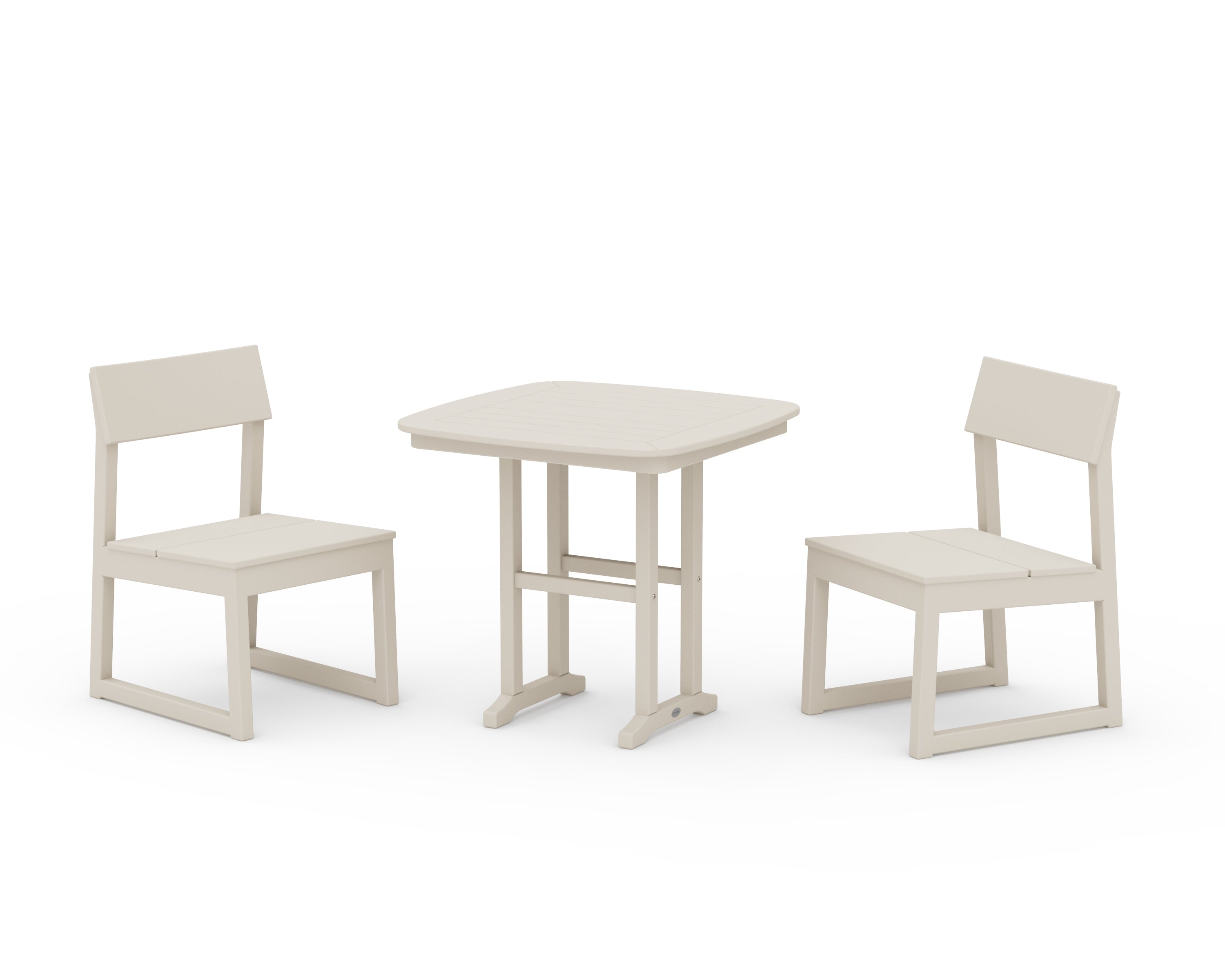 POLYWOOD EDGE Side Chair 3-Piece Dining Set in Sand