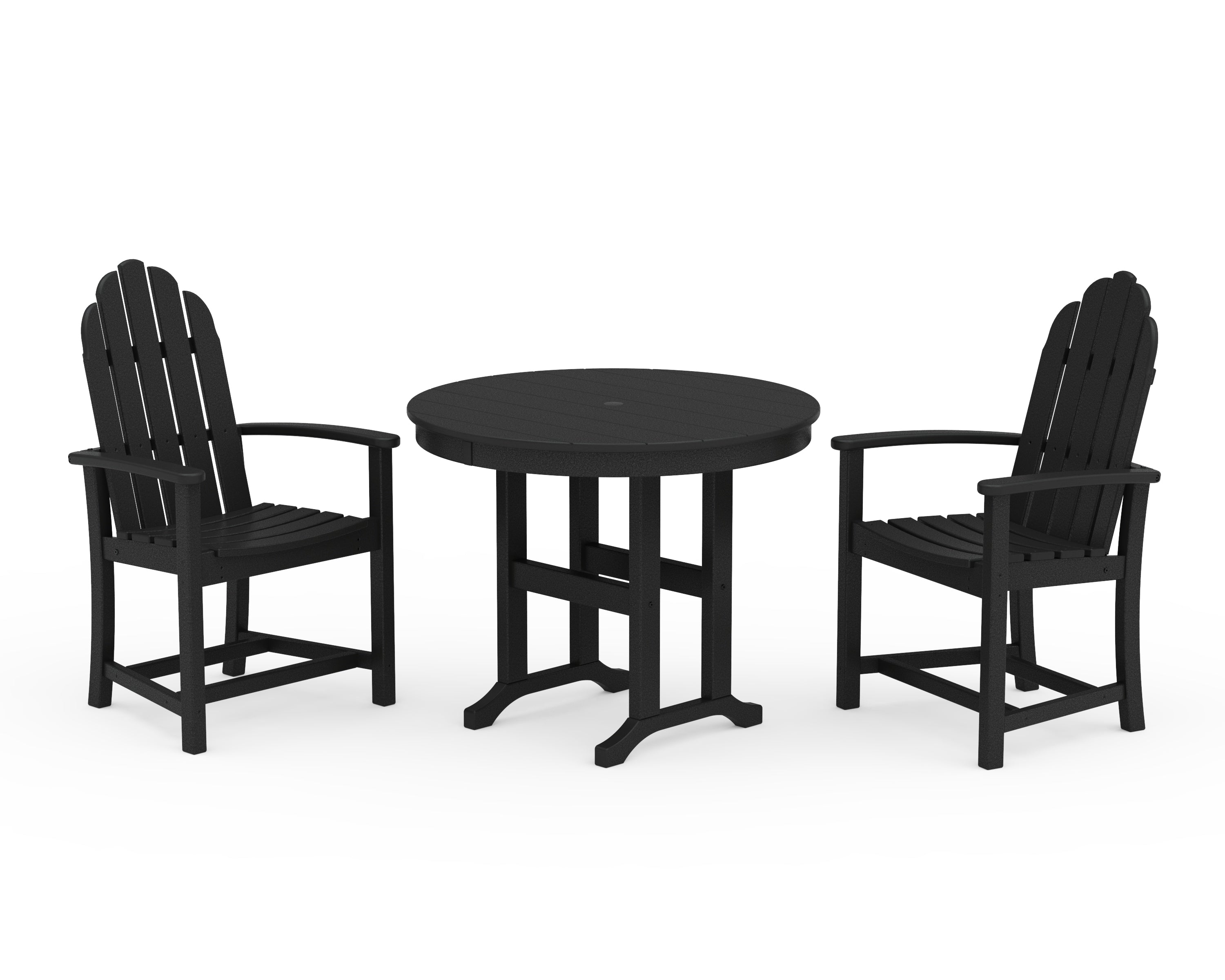 POLYWOOD Classic Adirondack 3-Piece Round Dining Set in Black