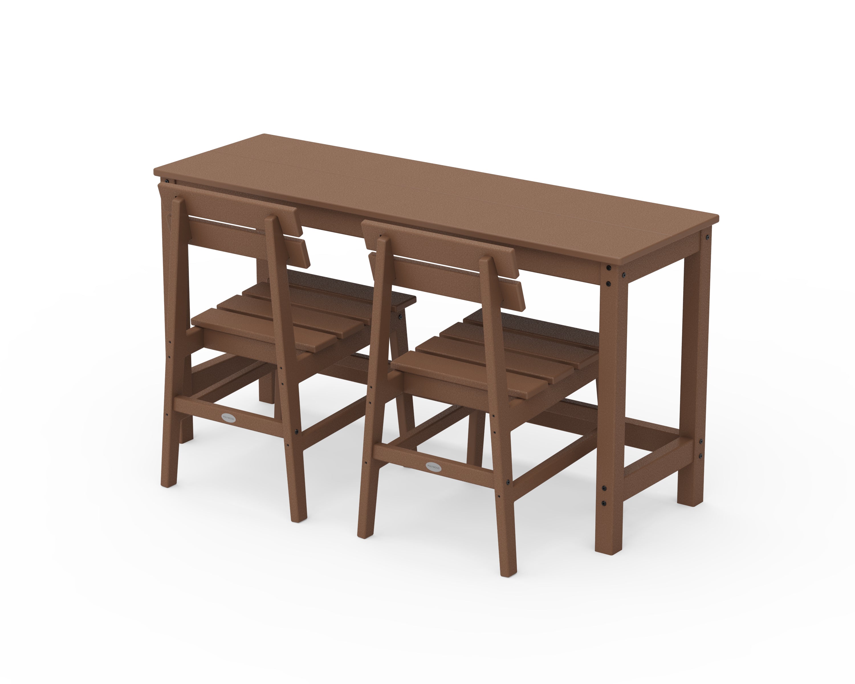 POLYWOOD Modern Studio Plaza Chair 3-Piece Balcony Set in Teak