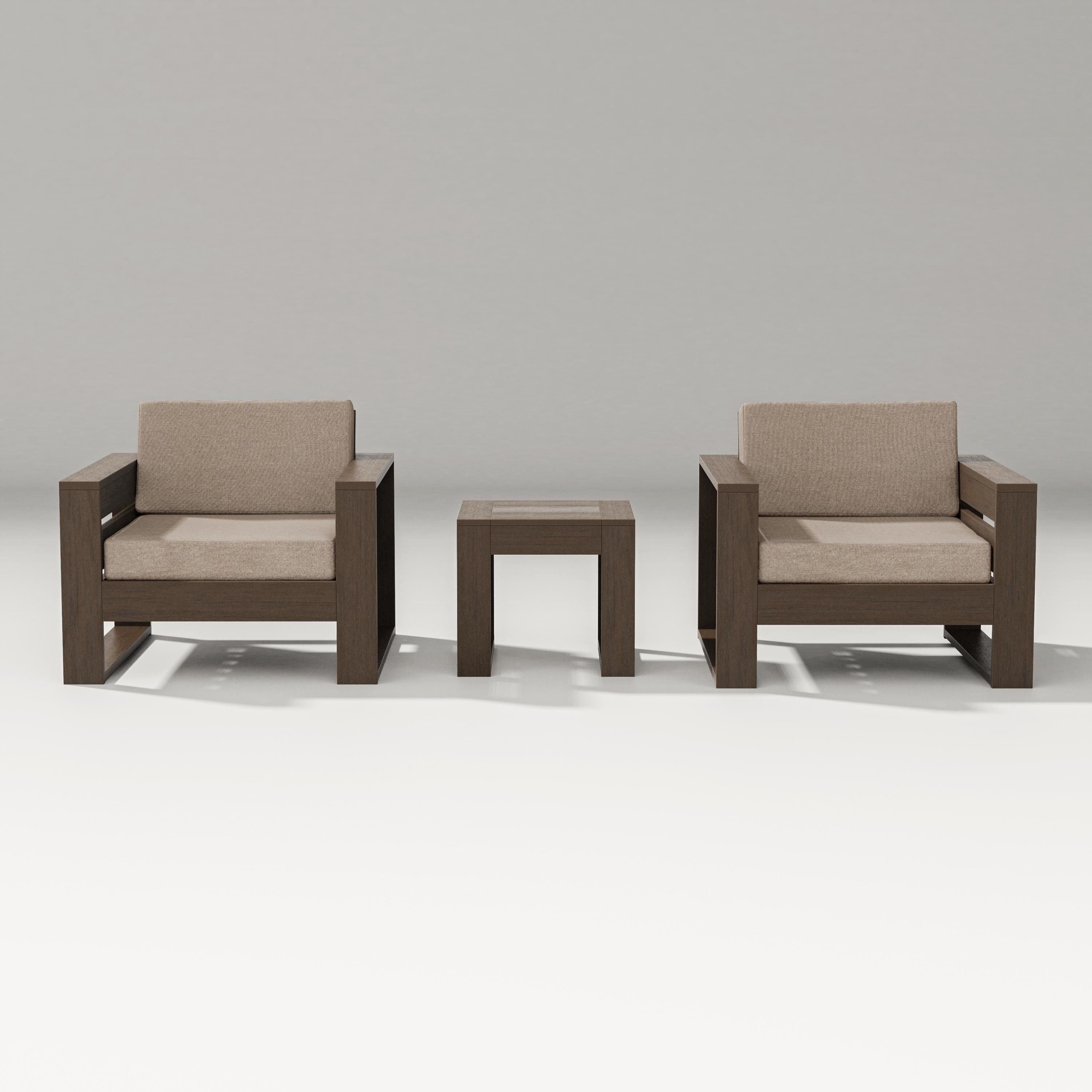 PW Designer Series Latitude 3-Piece Lounge Chair Set in Kona / Spiced Burlap