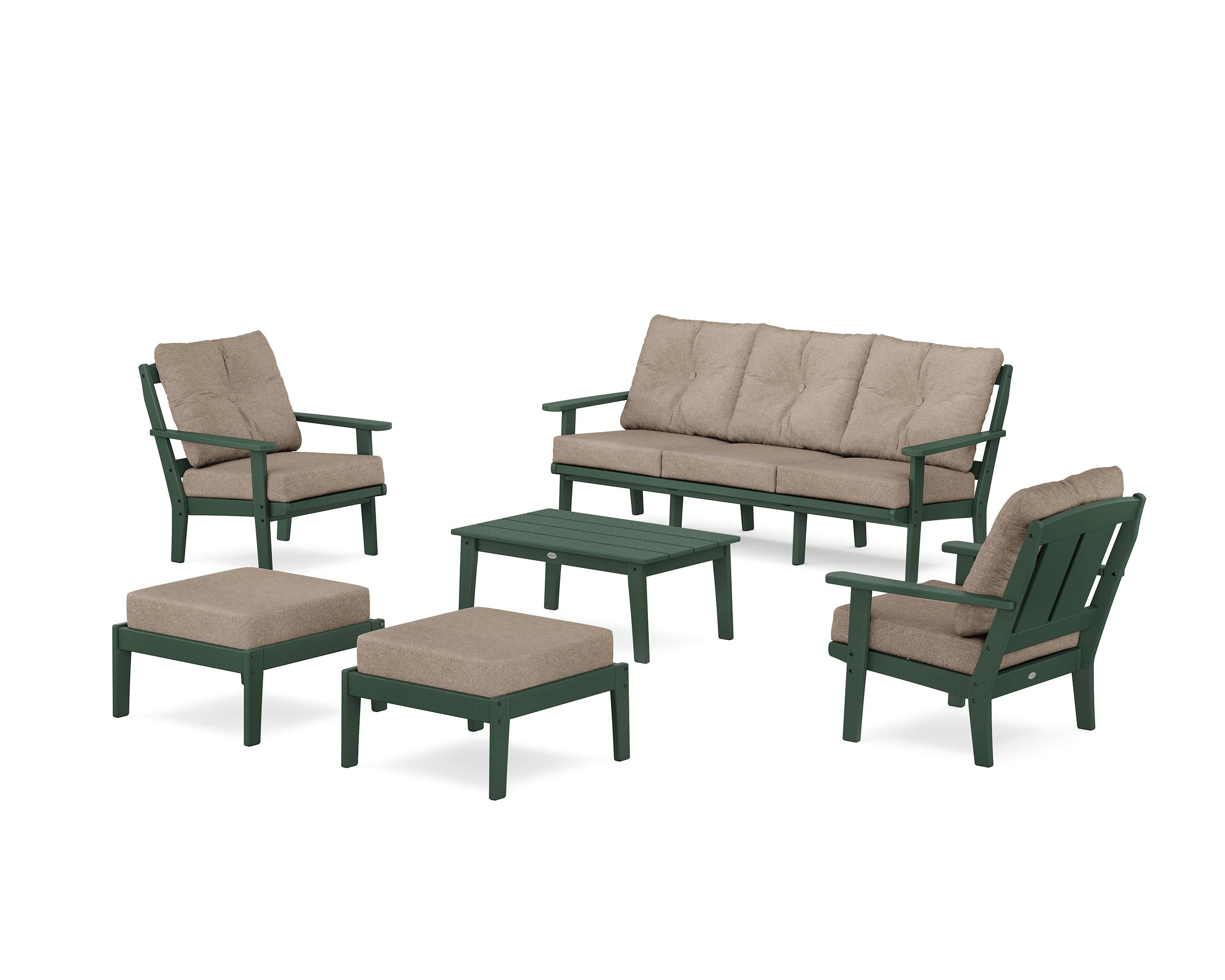 POLYWOOD Mission 6-Piece Lounge Sofa Set in Green / Spiced Burlap