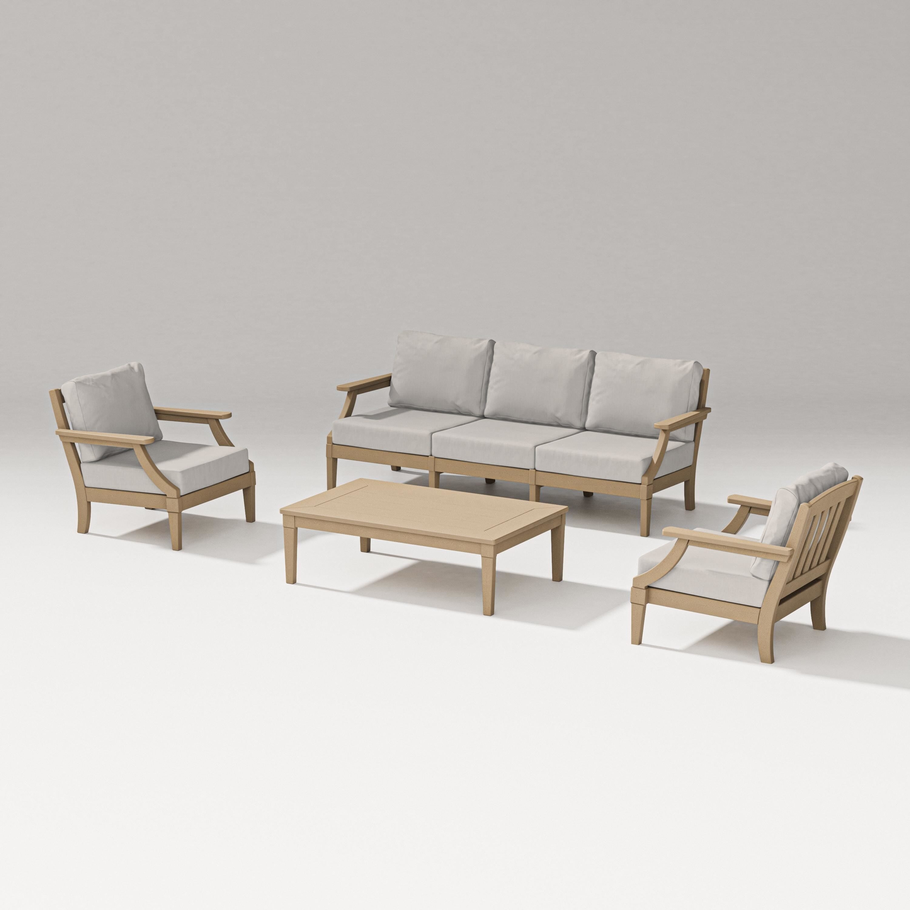 PW Designer Series Estate 4-Piece Lounge Sofa Set in Vintage Sahara / Cast Ash