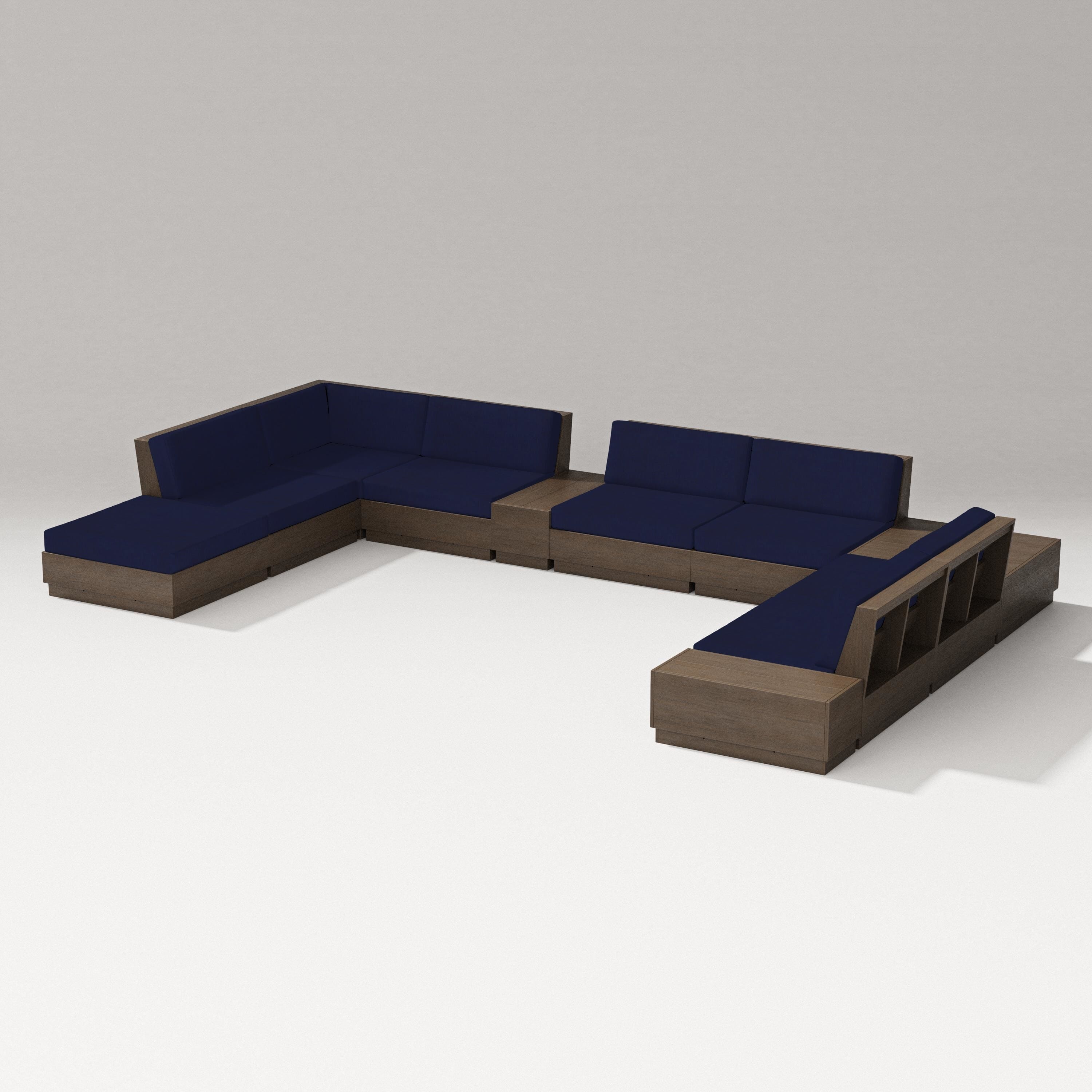 PW Designer Series Elevate 11-Piece Conversation Sectional Set in Kona / Navy