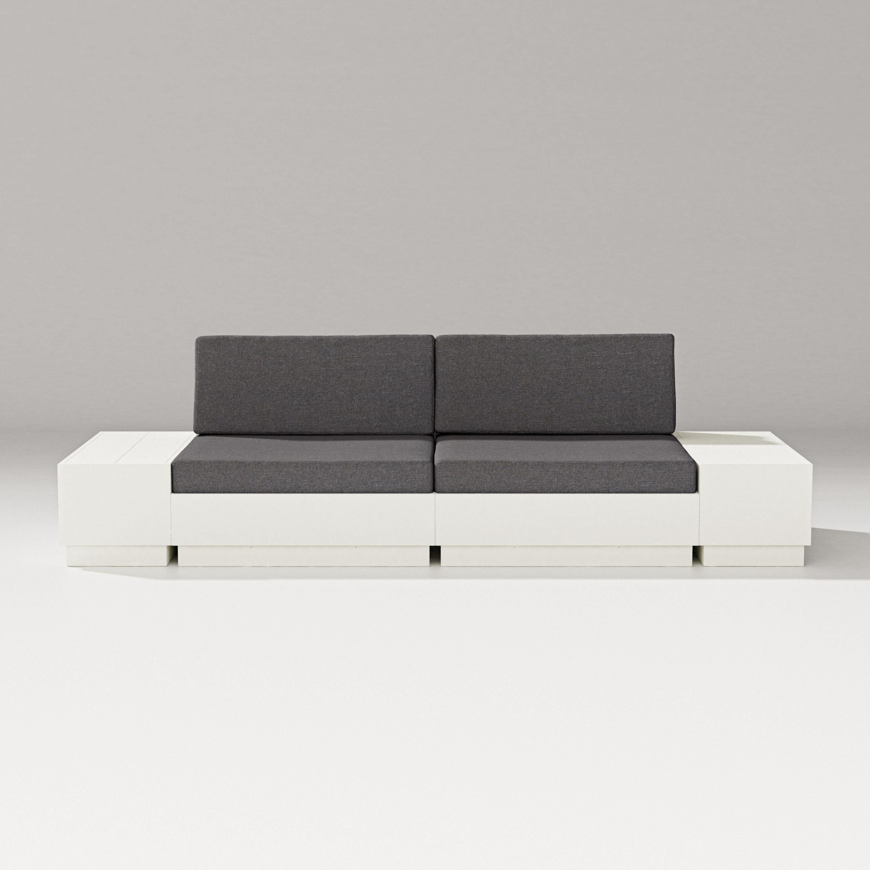 PW Designer Series Elevate 4-Piece Loveseat Sectional in Vintage White / Ash Charcoal