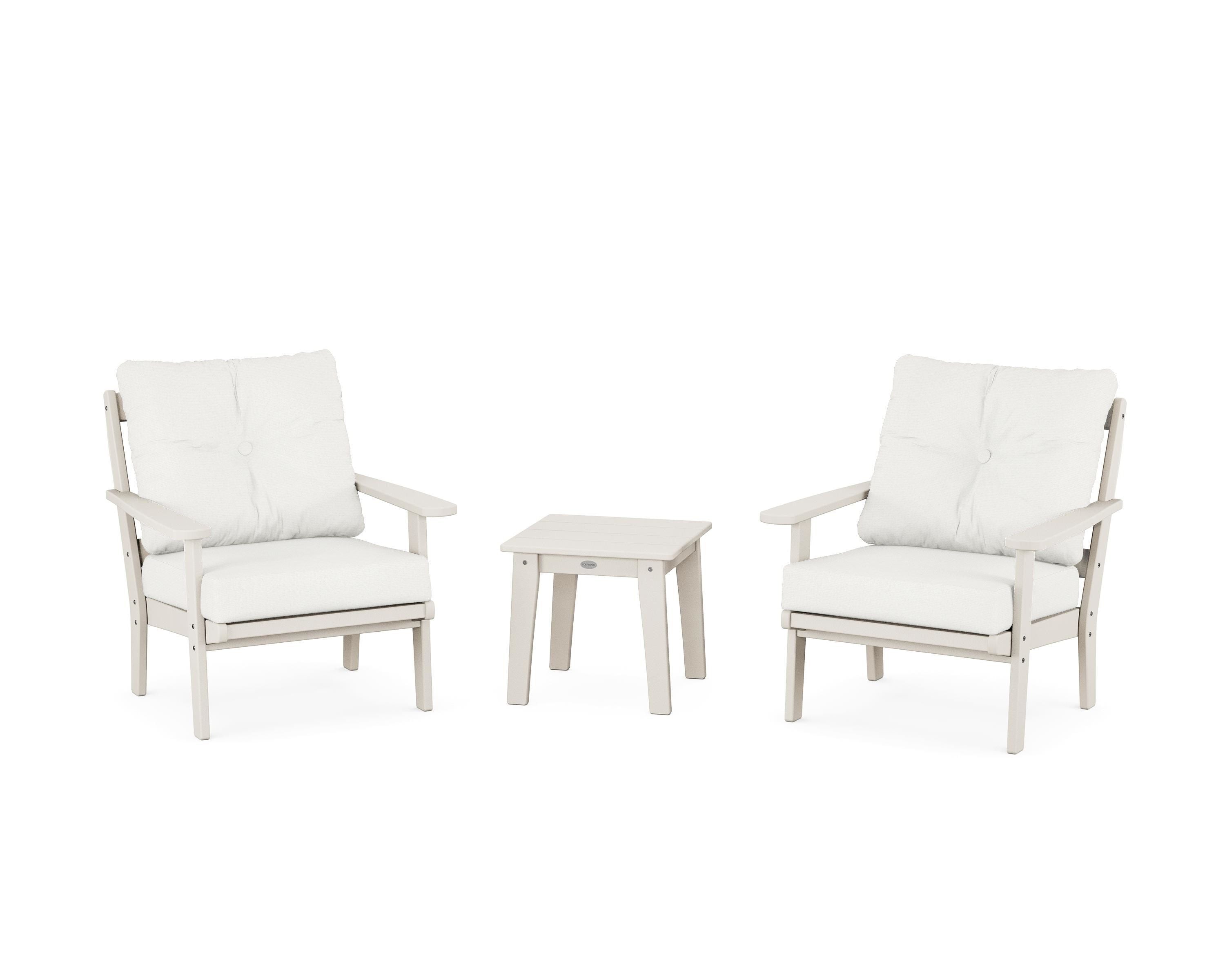 POLYWOOD Mission 3-Piece Deep Seating Set in Sand / Natural Linen
