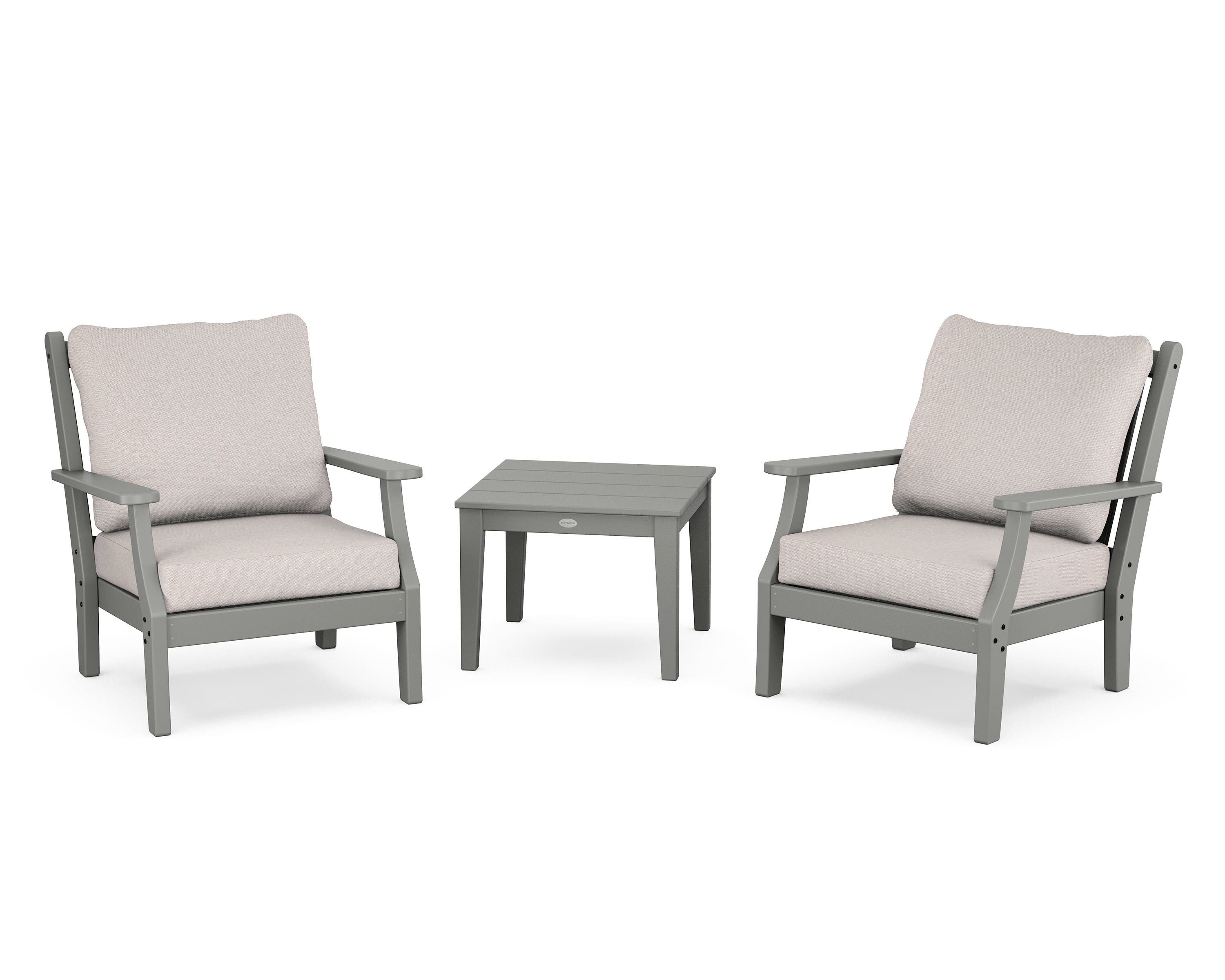 Country Living Wovendale 3-Piece Deep Seating Set in Slate Grey / Dune Burlap