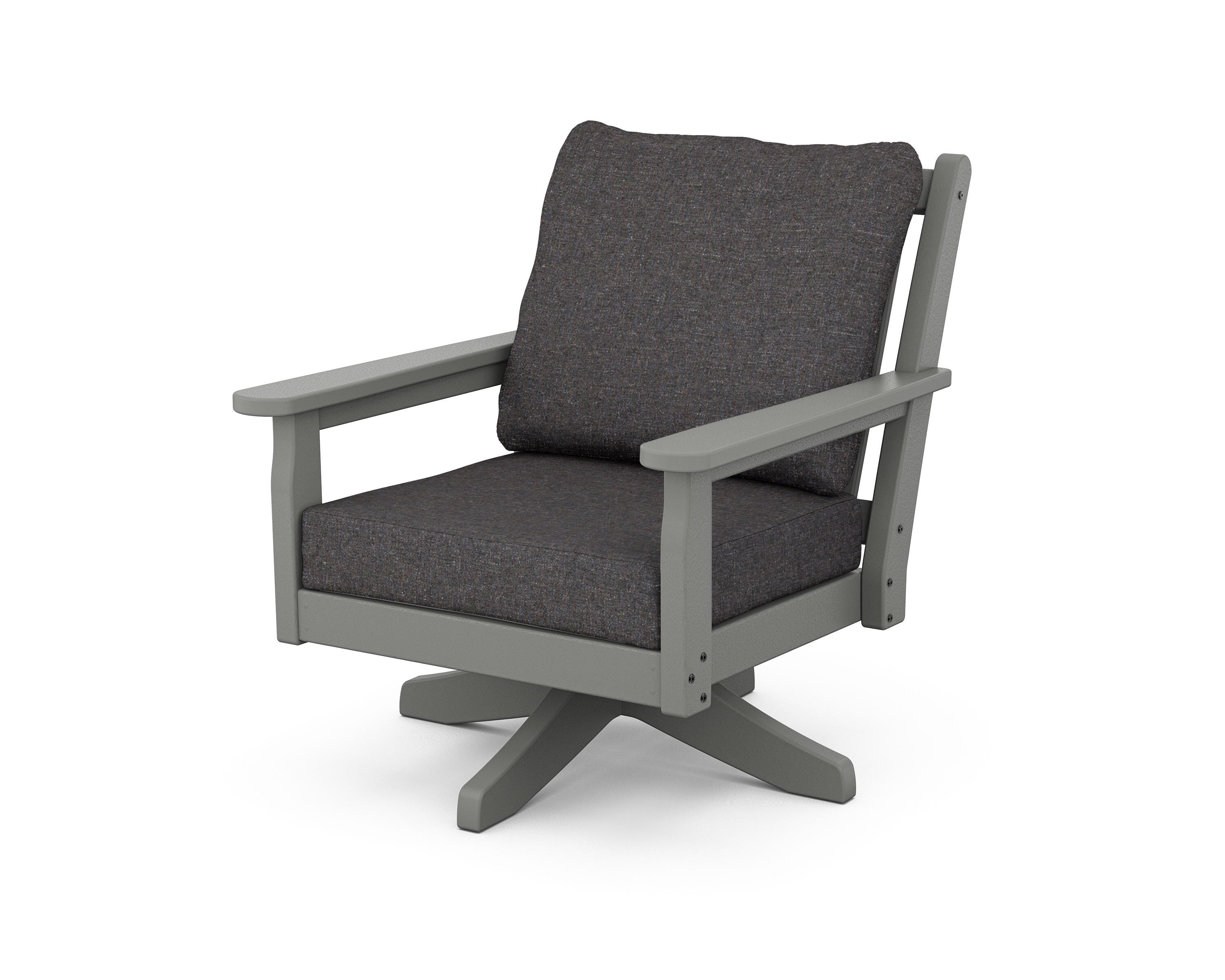 POLYWOOD Chippendale Deep Seating Swivel Chair in Slate Grey / Ash Charcoal