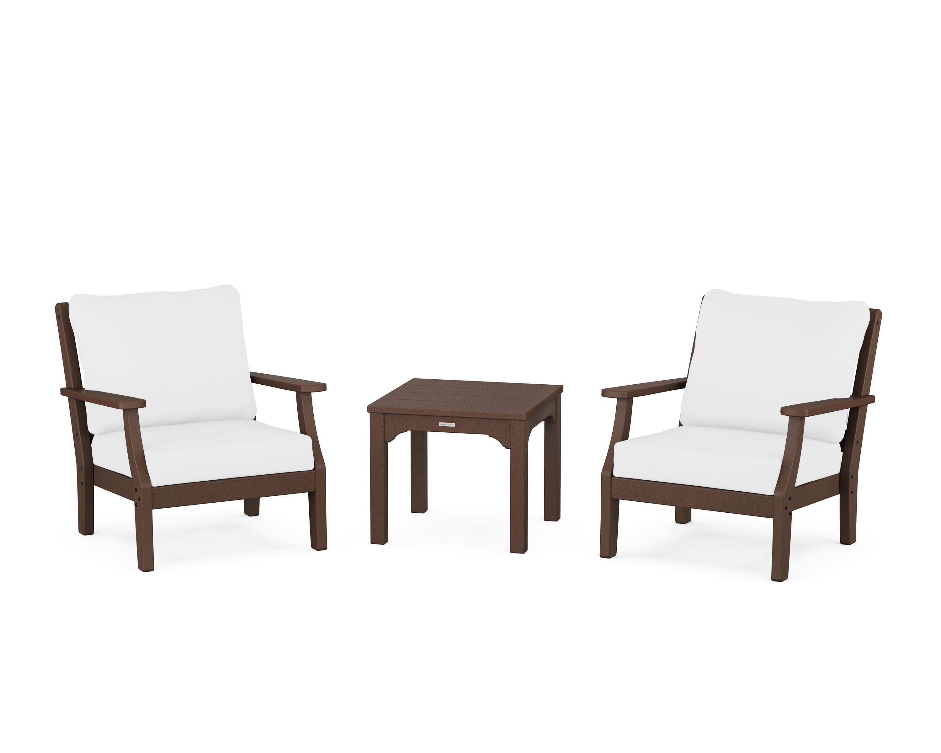 Martha Stewart by POLYWOOD Chinoiserie 3-Piece Deep Seating Set in Mahogany / Natural