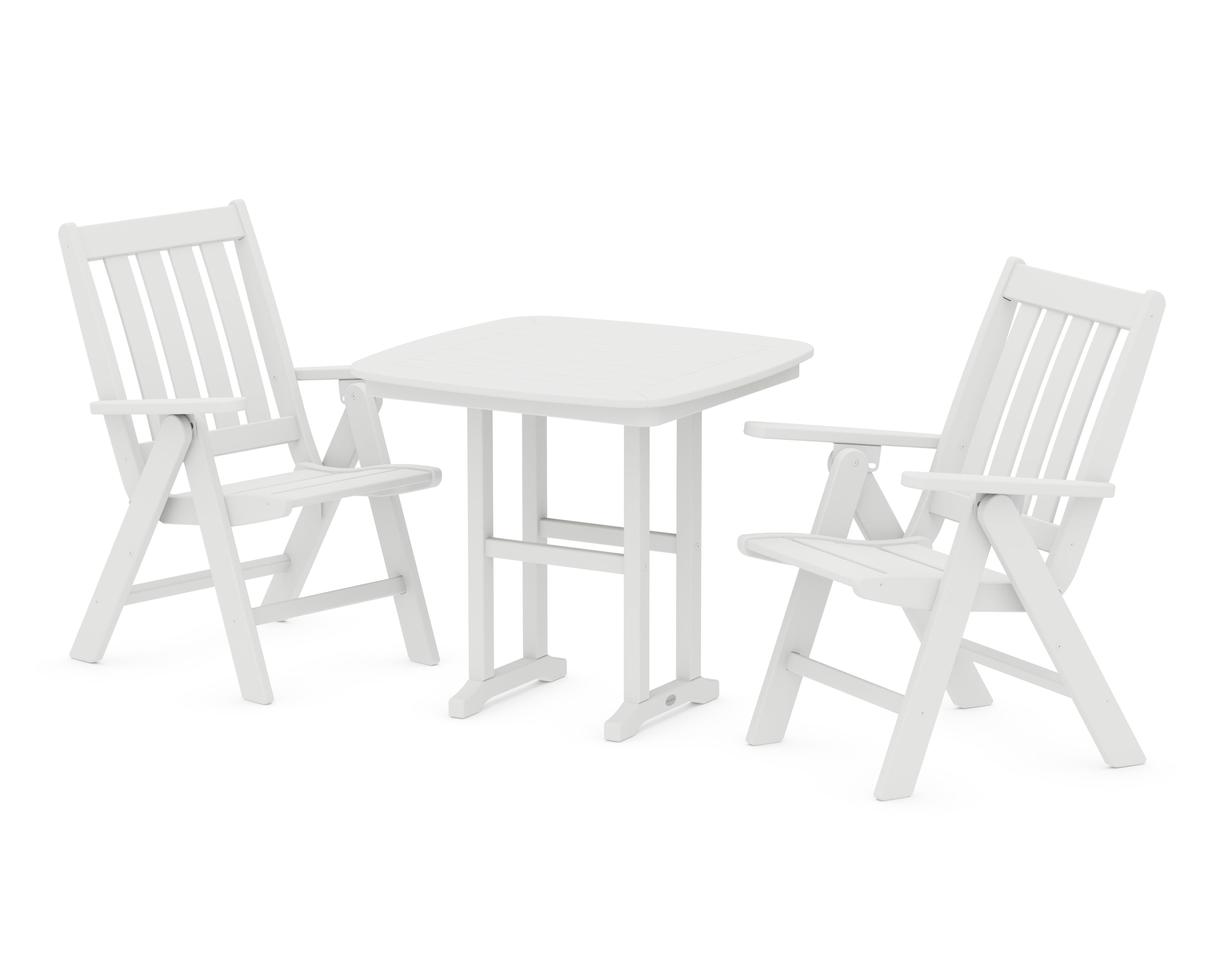 POLYWOOD Vineyard Folding Chair 3-Piece Dining Set in White