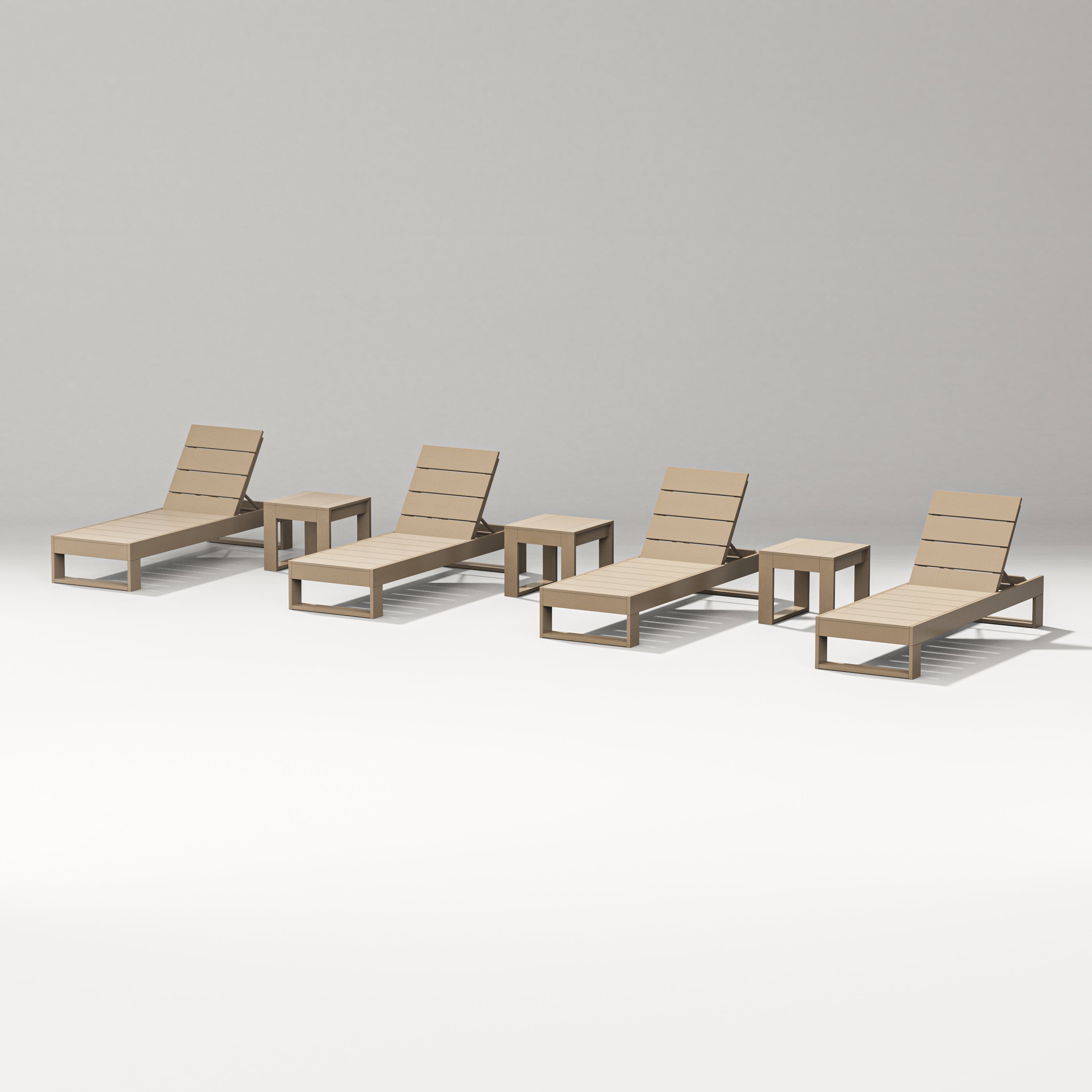 POLYWOOD Designer Series Latitude 7-Piece Lounge Chaise Set in Vintage Sahara