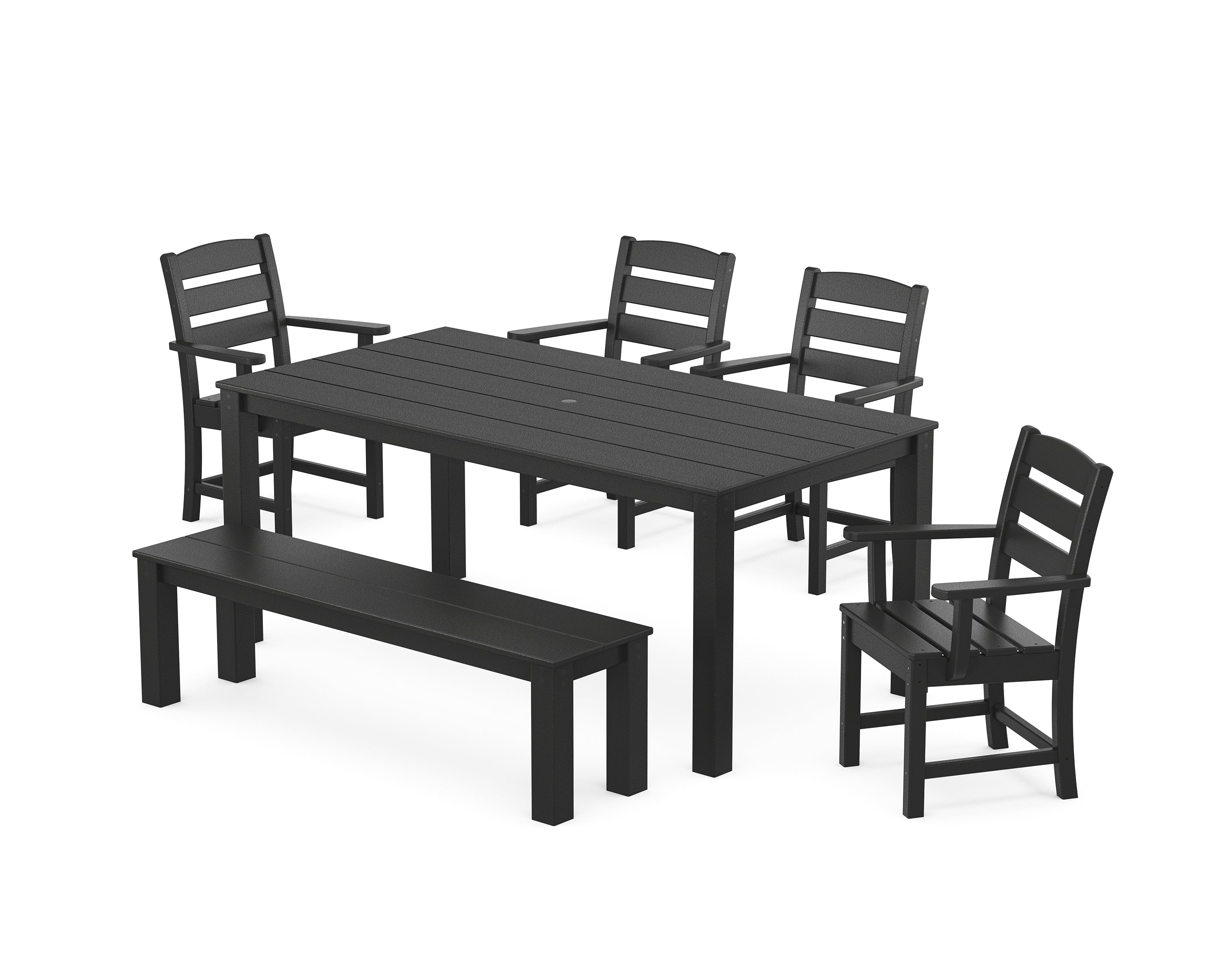 POLYWOOD® Lakeside 6-Piece Parsons Dining Set with Bench in Black