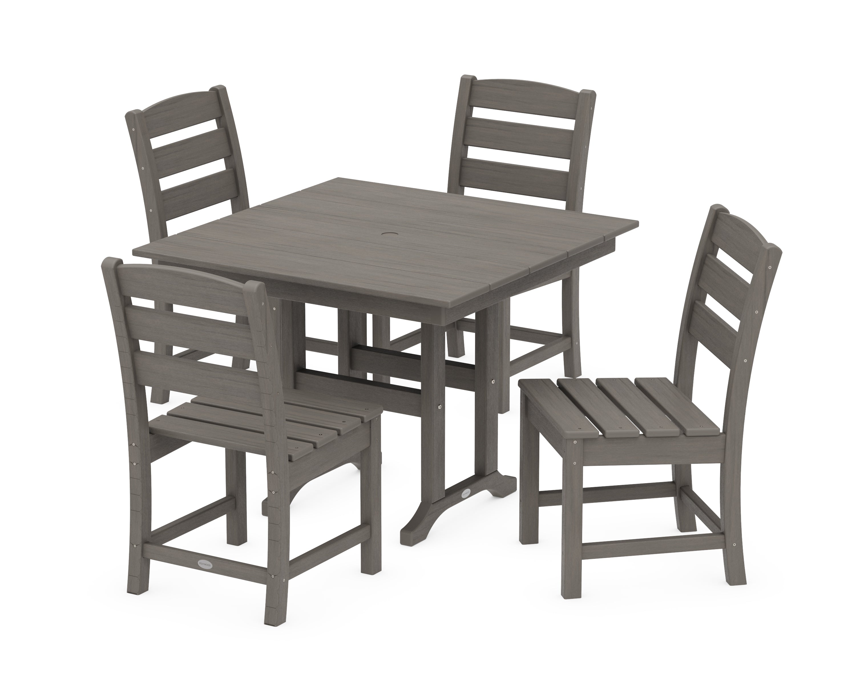 POLYWOOD Lakeside Side Chair 5-Piece Farmhouse Dining Set in Driftwood