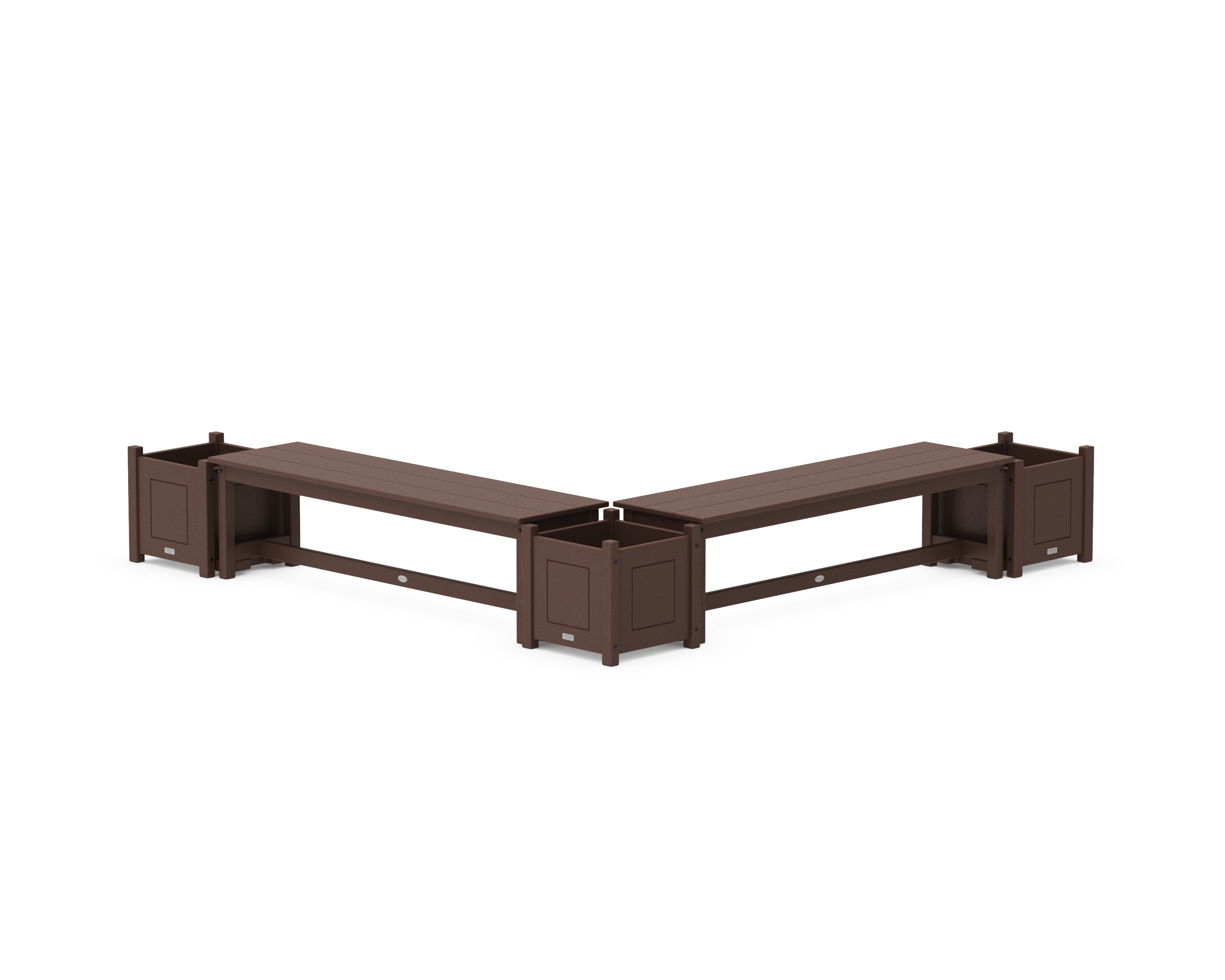 Country Living 60" Country Living L- Shaped Planter Bench Corner Set in Mahogany