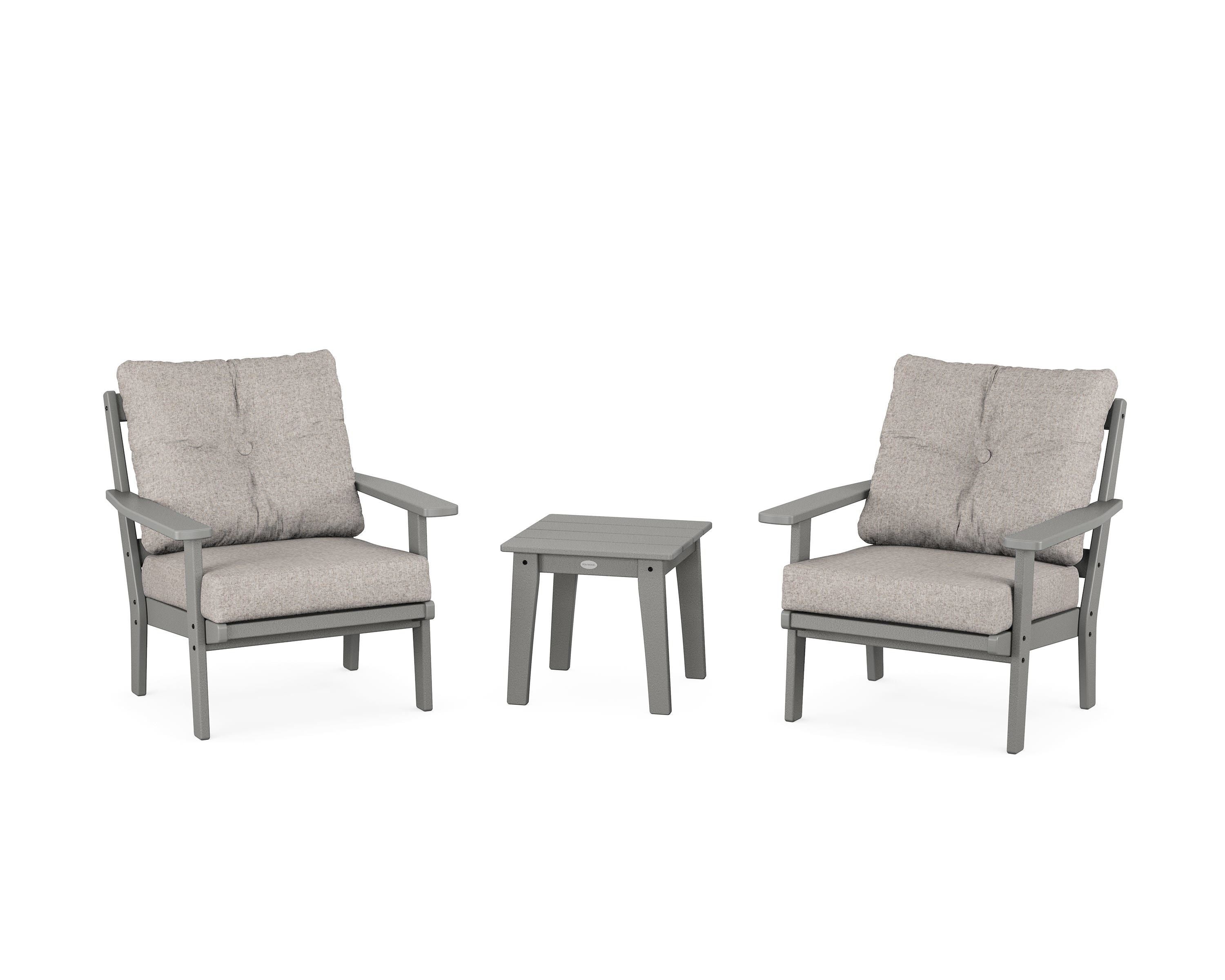 POLYWOOD Prairie 3-Piece Deep Seating Set in Slate Grey / Weathered Tweed
