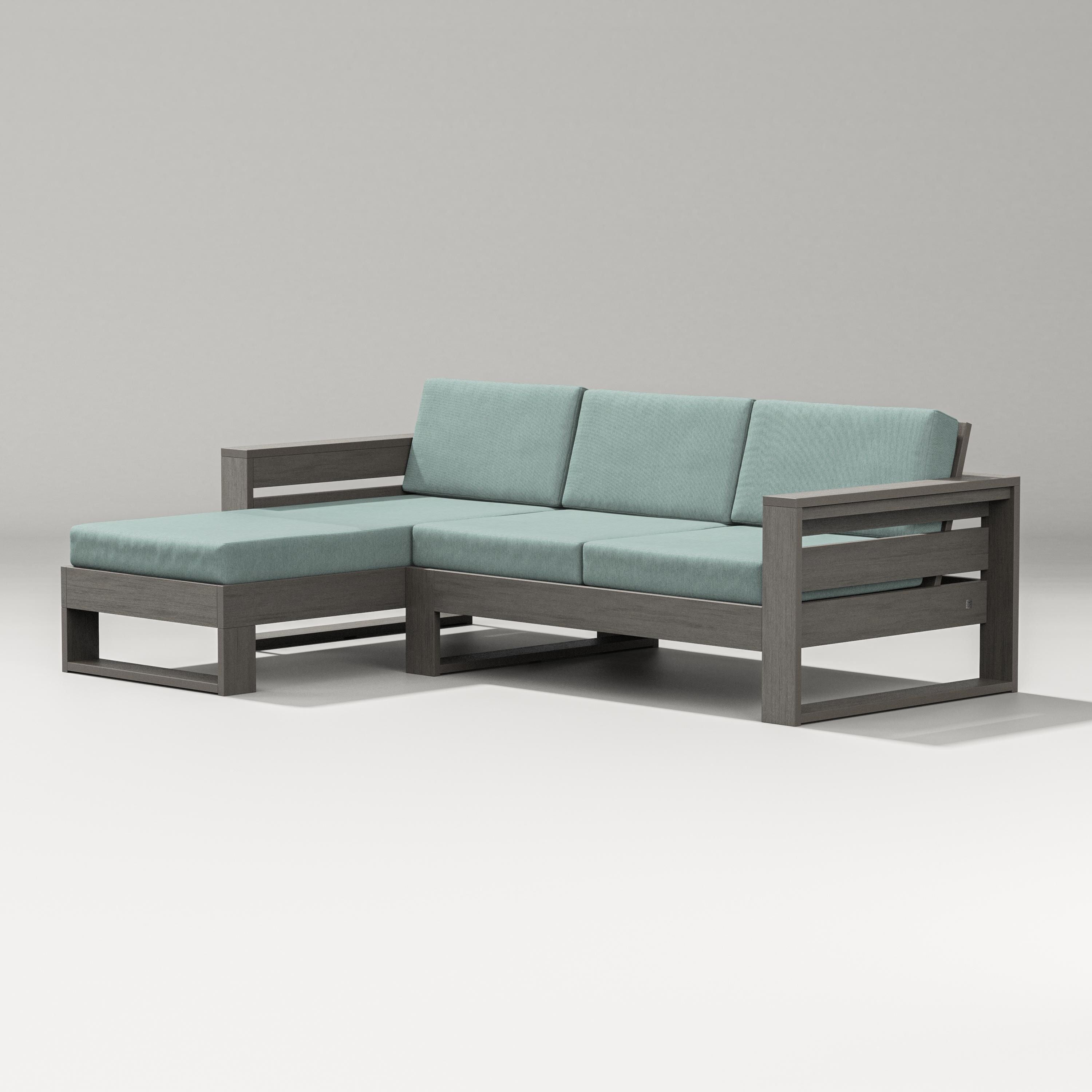 PW Designer Series Latitude Left Chaise Sectional in Driftwood / Glacier Spa