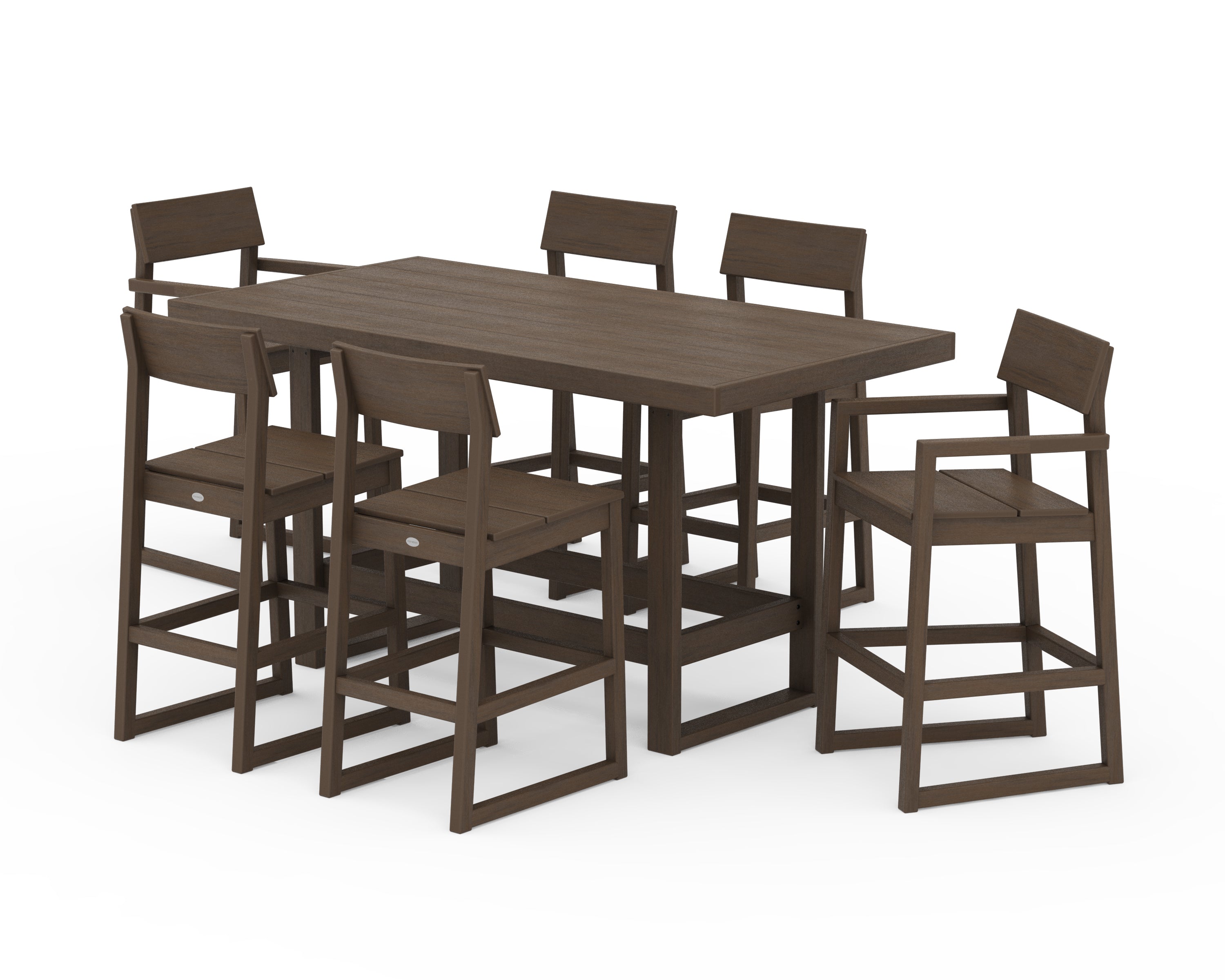 POLYWOOD EDGE 7-Piece Bar Table Set in Kona