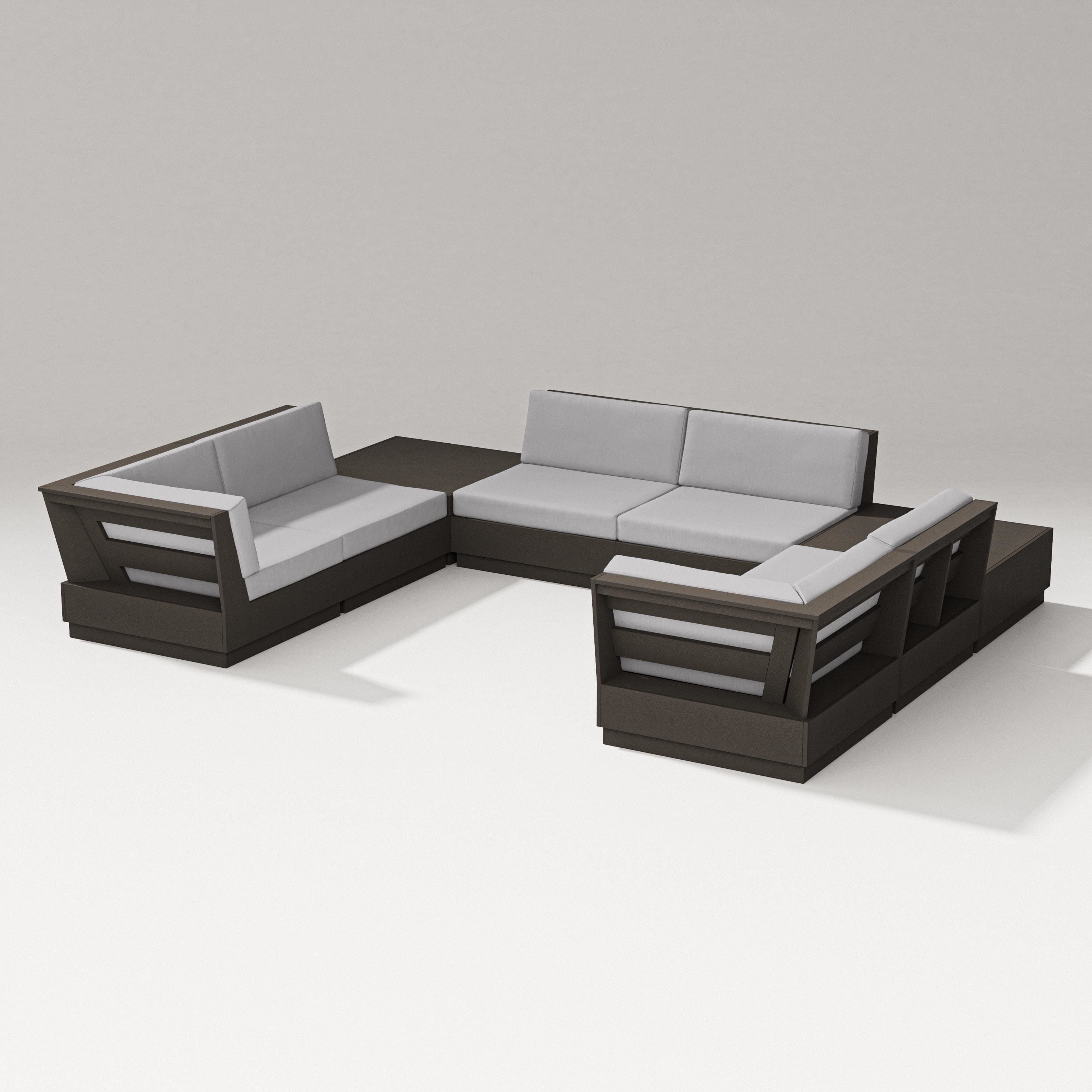 PW Designer Series Elevate 8-Piece U-Shaped Sectional in Vintage Coffee / Granite