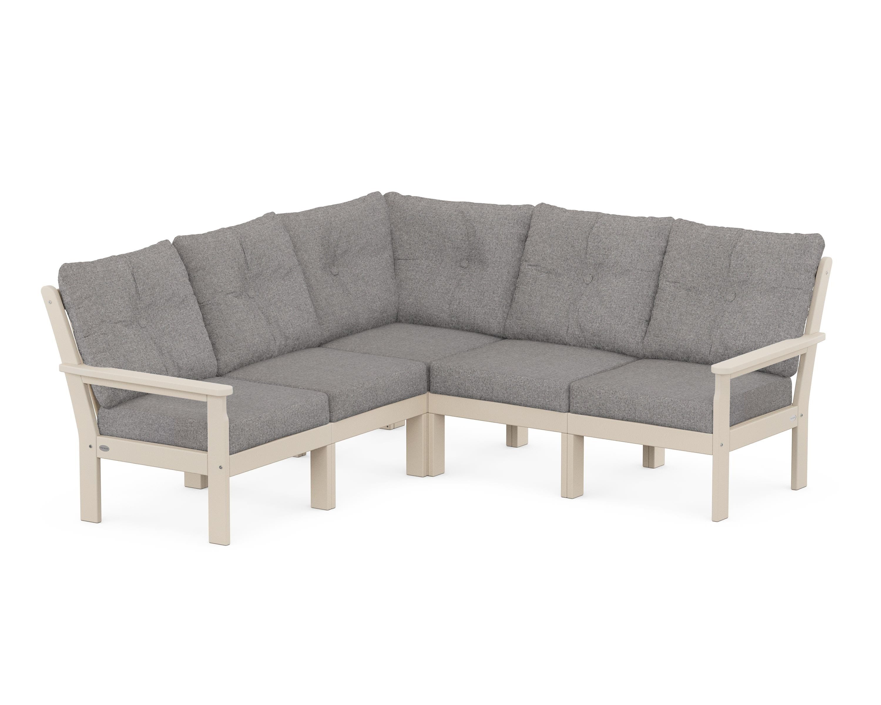 POLYWOOD Vineyard 5-Piece Sectional in Sand / Grey Mist