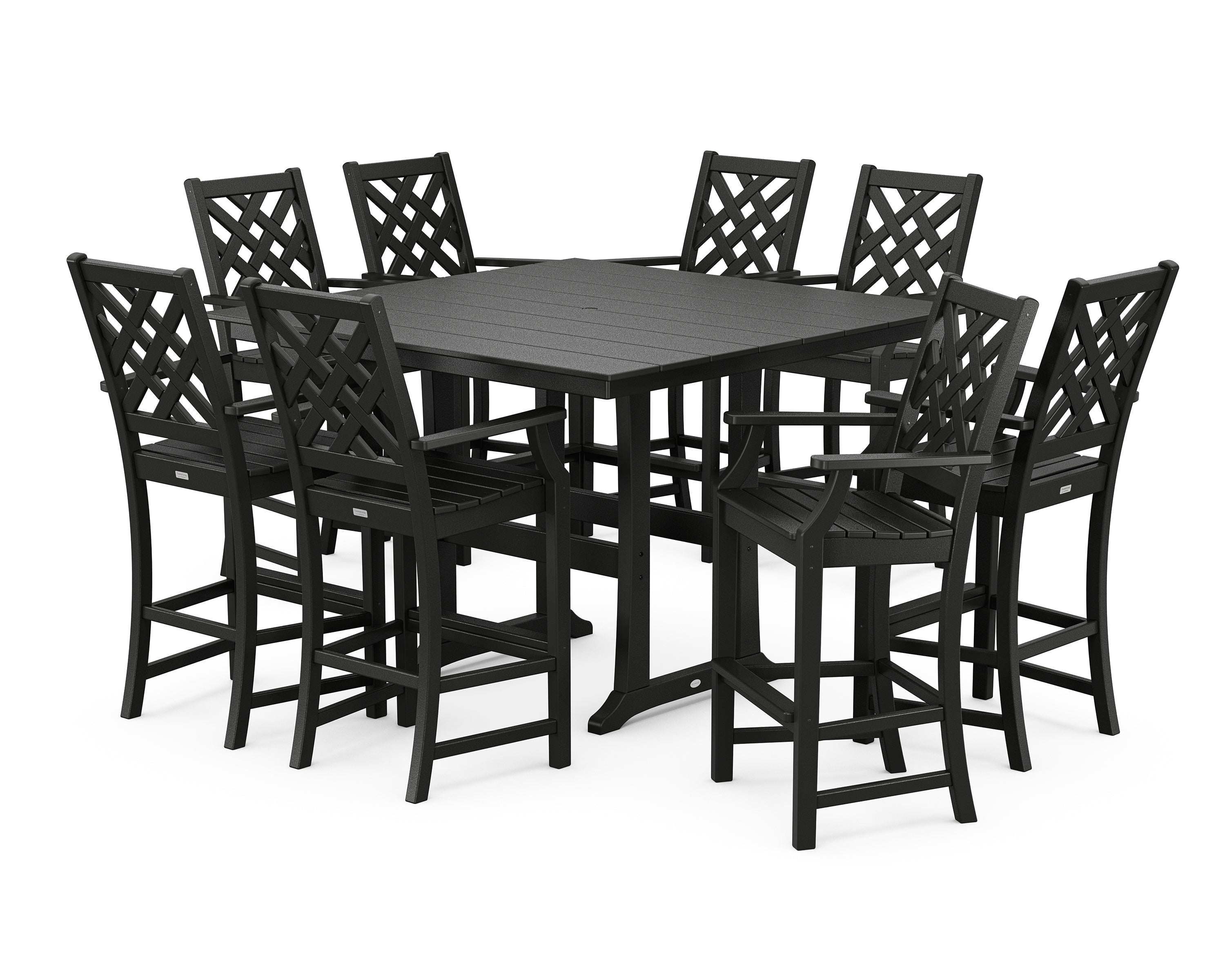 Country Living Wovendale 9-Piece Square Farmhouse Bar Set with Trestle Legs in Black