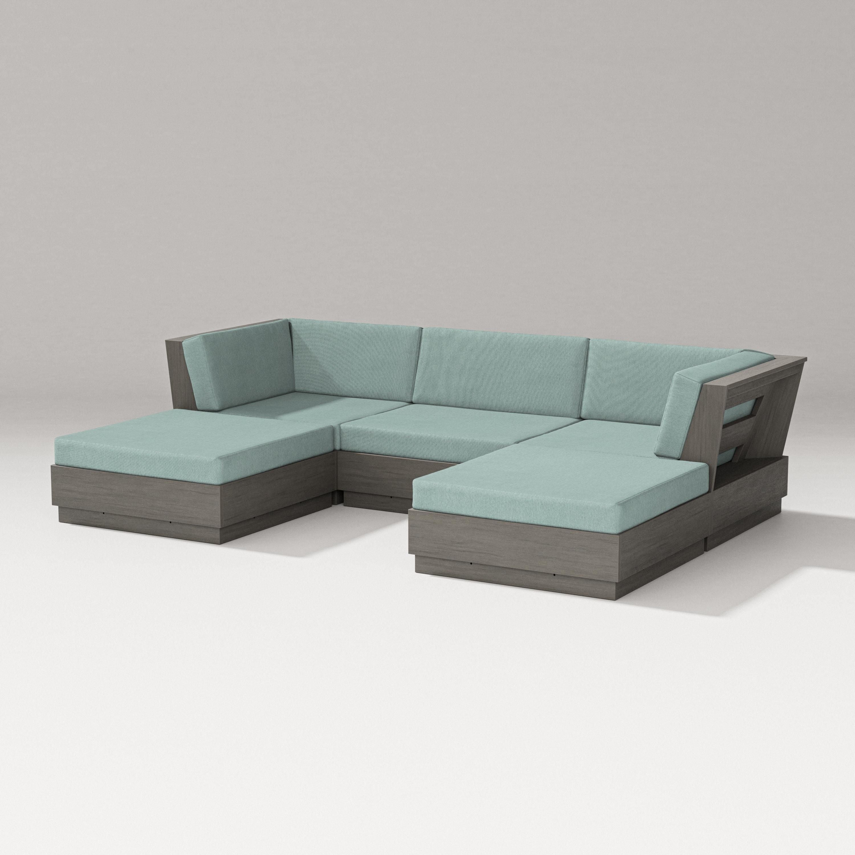 PW Designer Series Elevate Double Chaise Sectional in Driftwood / Glacier Spa