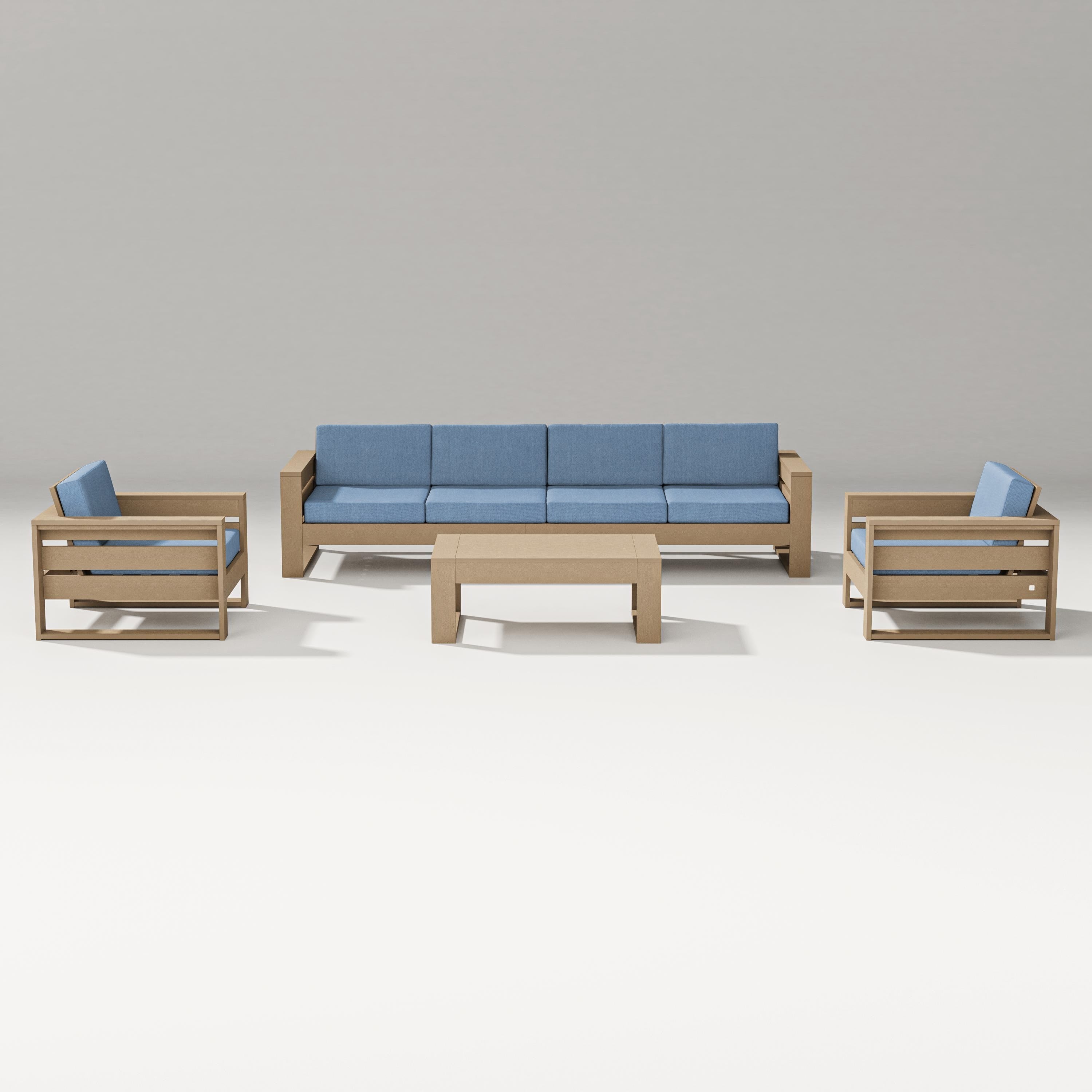 PW Designer Series Latitude 5-Piece Lounge Sofa Set in Vintage Sahara / Sky Blue