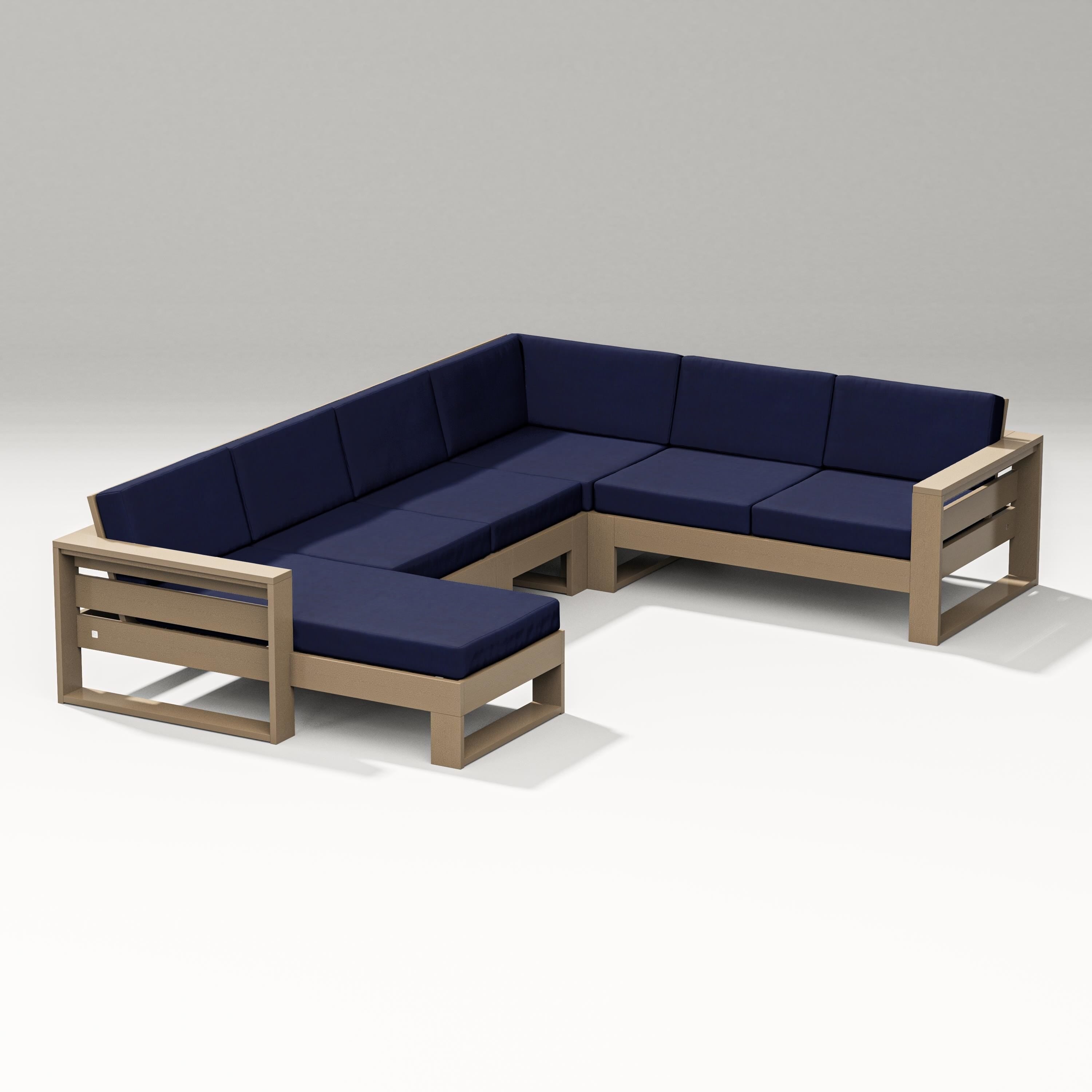 PW Designer Series Latitude Corner Sectional with Left Chaise in Vintage Sahara / Navy