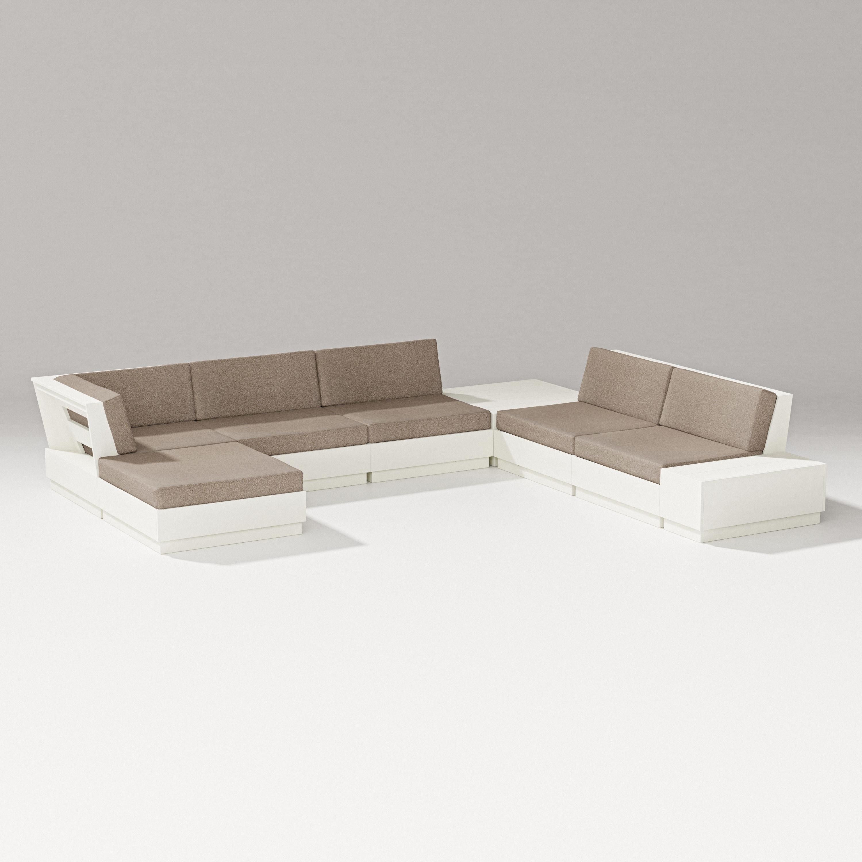 PW Designer Series Elevate 8-Piece Corner Sectional in Vintage White / Spiced Burlap