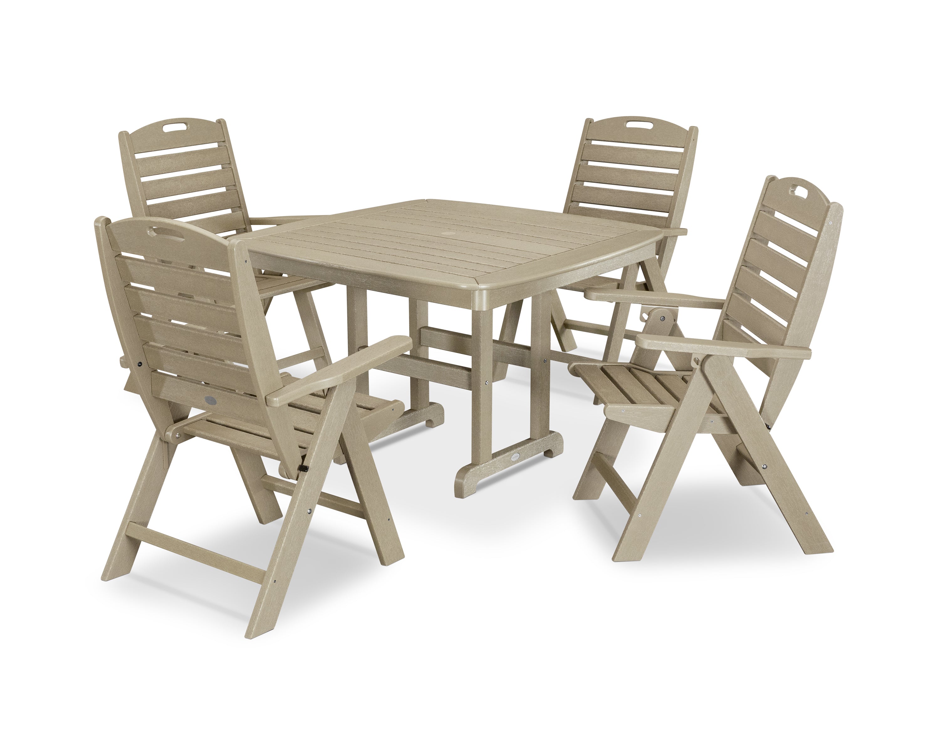 POLYWOOD® Nautical Highback Chair 5-Piece Dining Set in Vintage Sahara