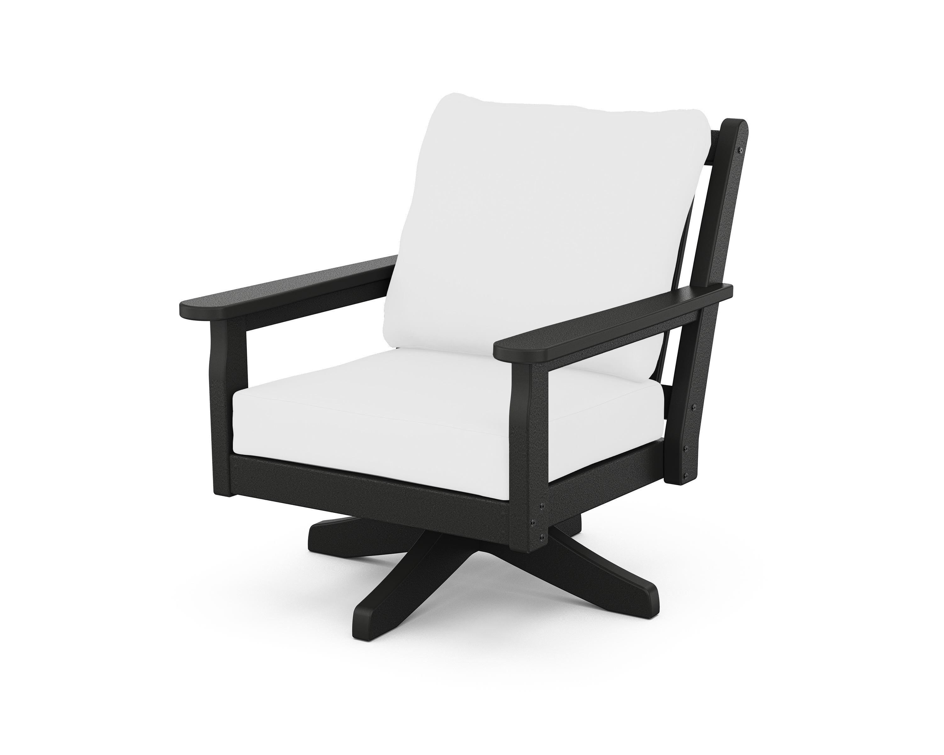 POLYWOOD Chippendale Deep Seating Swivel Chair in Black / Natural