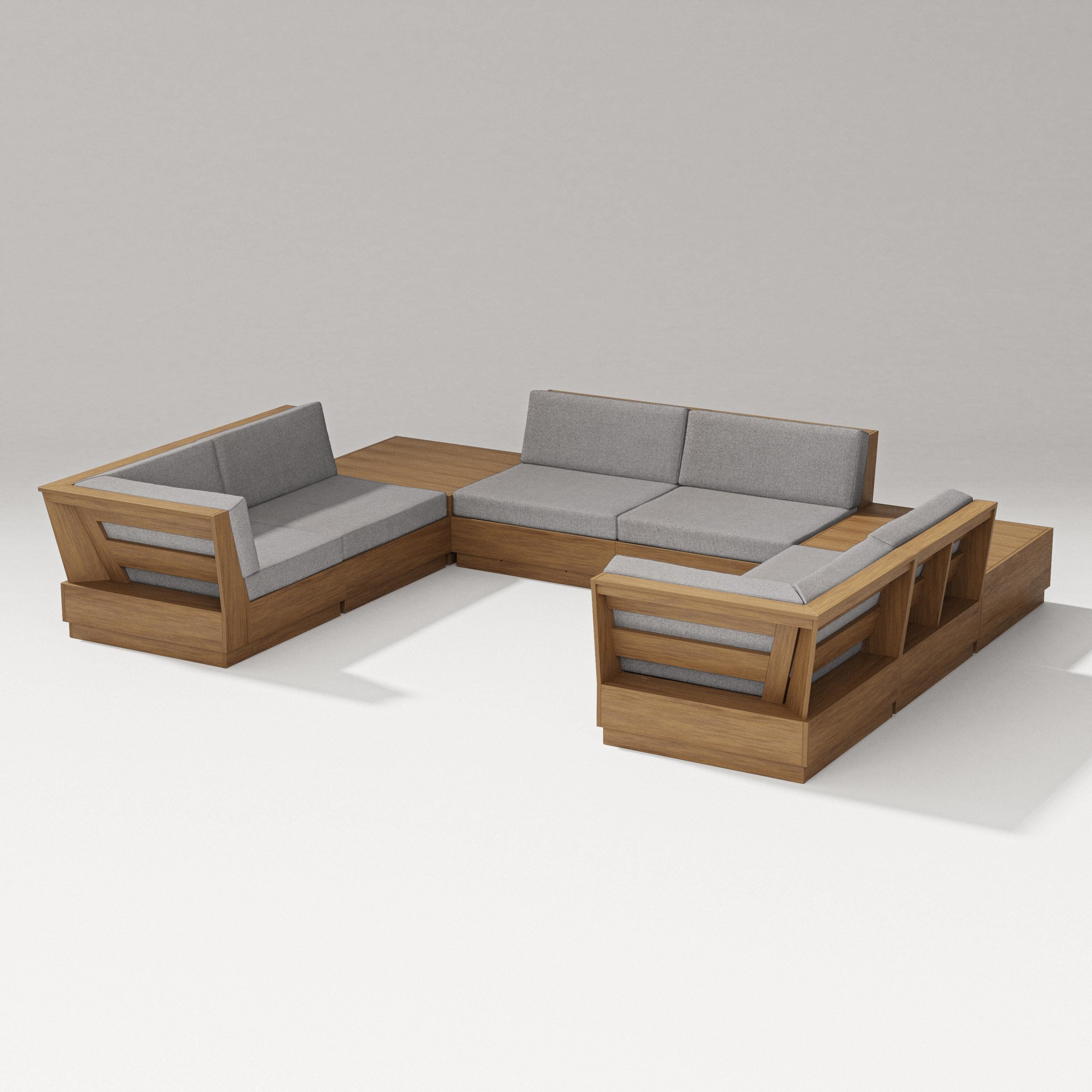 PW Designer Series Elevate 8-Piece U-Shaped Sectional in Natural / Grey Mist
