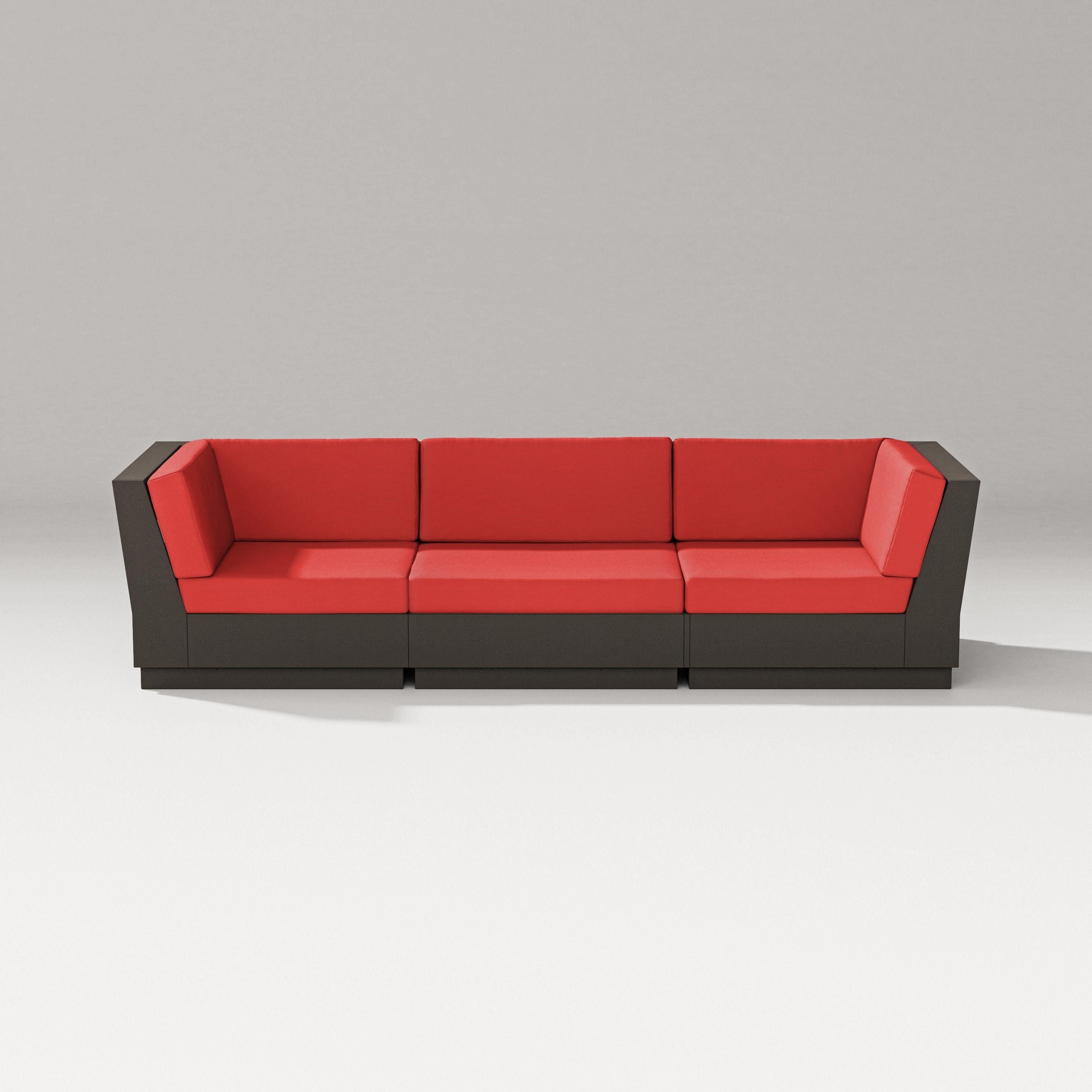 PW Designer Series Elevate Sofa Sectional in Vintage Coffee / Crimson Linen