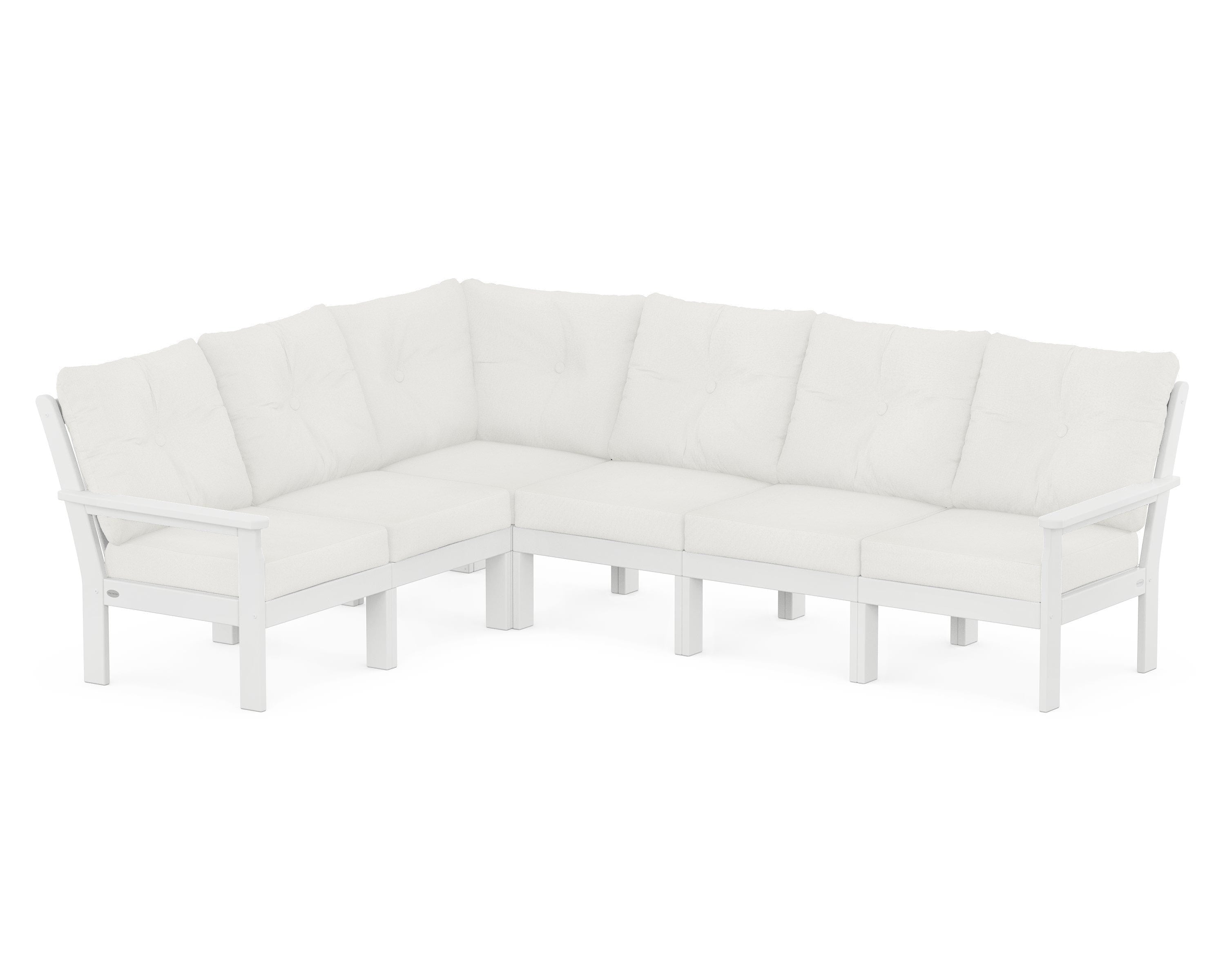 POLYWOOD Vineyard 6-Piece Sectional in White / Natural Linen