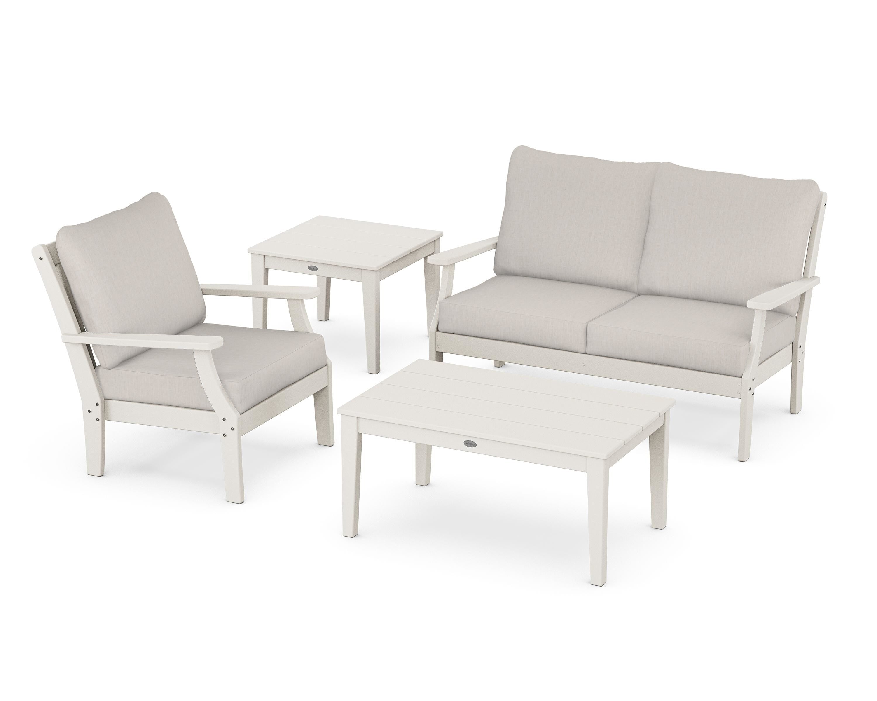 POLYWOOD Braxton 4-Piece Deep Seating Set in Sand / Cast Ash