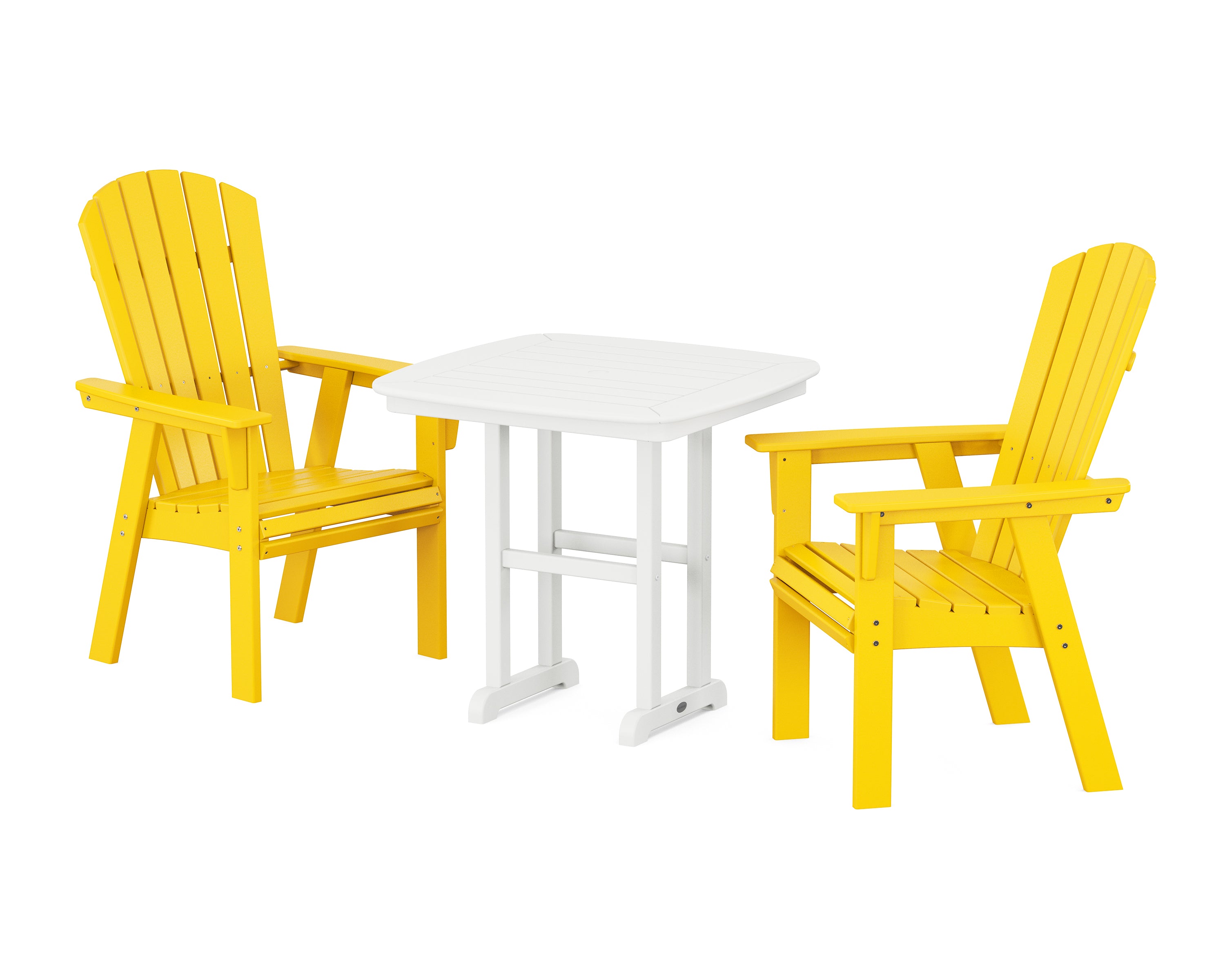 POLYWOOD® Nautical Adirondack 3-Piece Dining Set in Lemon / White