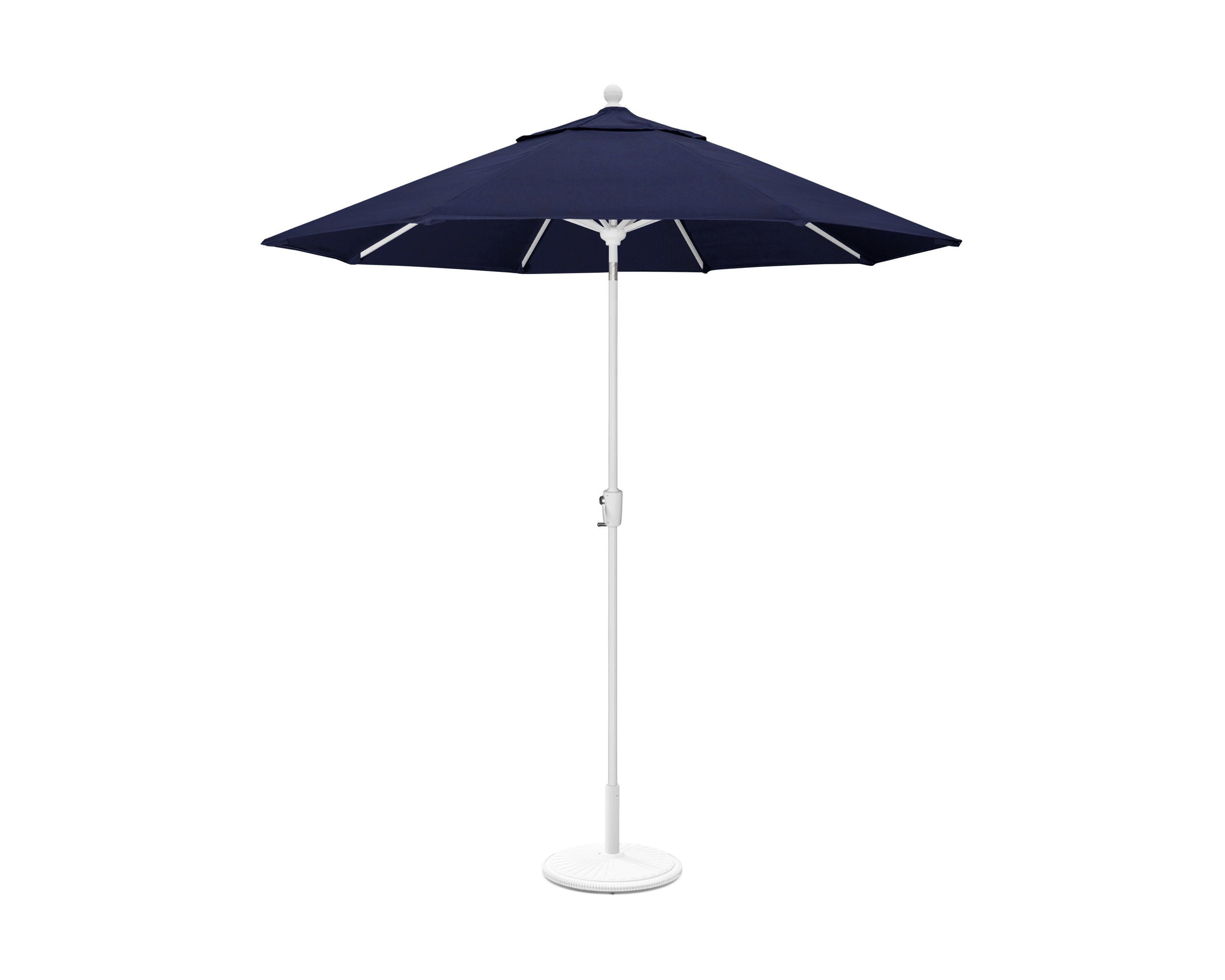 POLYWOOD 9' Tilt Market Umbrella & Base - Bar Height in White / Navy