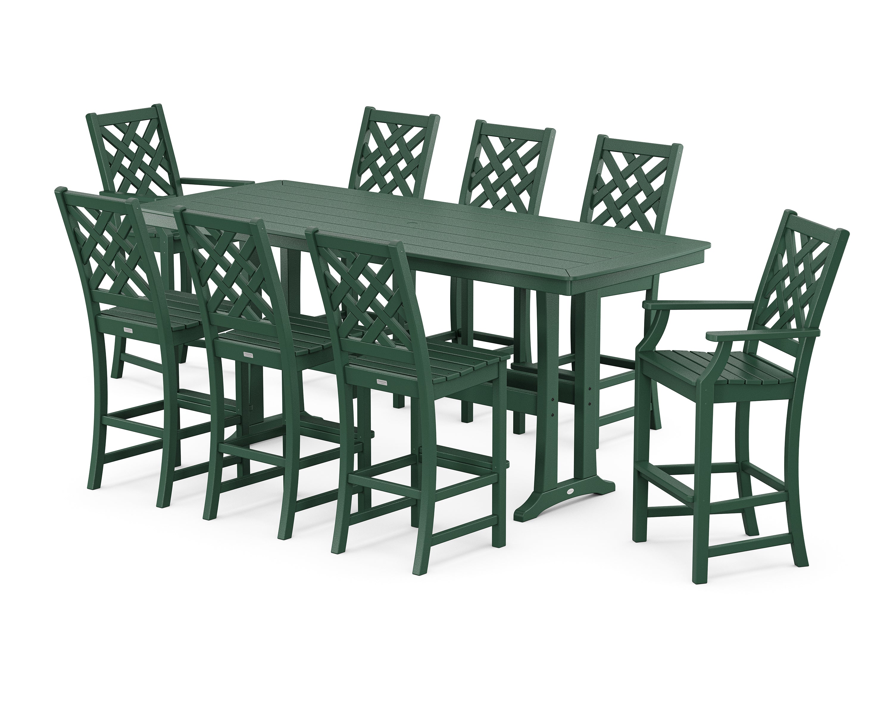 Country Living Wovendale 9-Piece Bar Set with Trestle Legs in Green