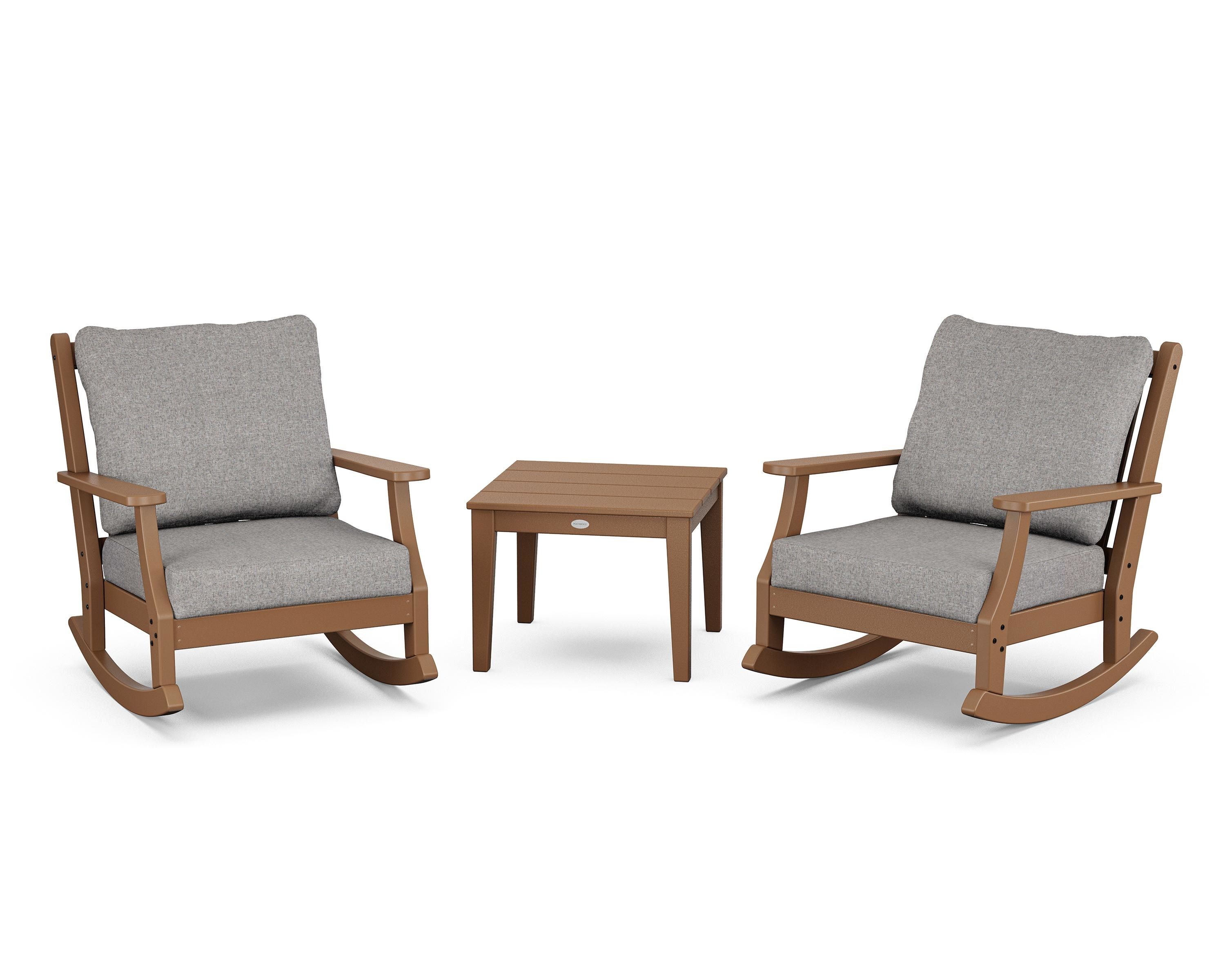 Country Living Wovendale 3-Piece Deep Seating Rocker Set in Teak / Grey Mist