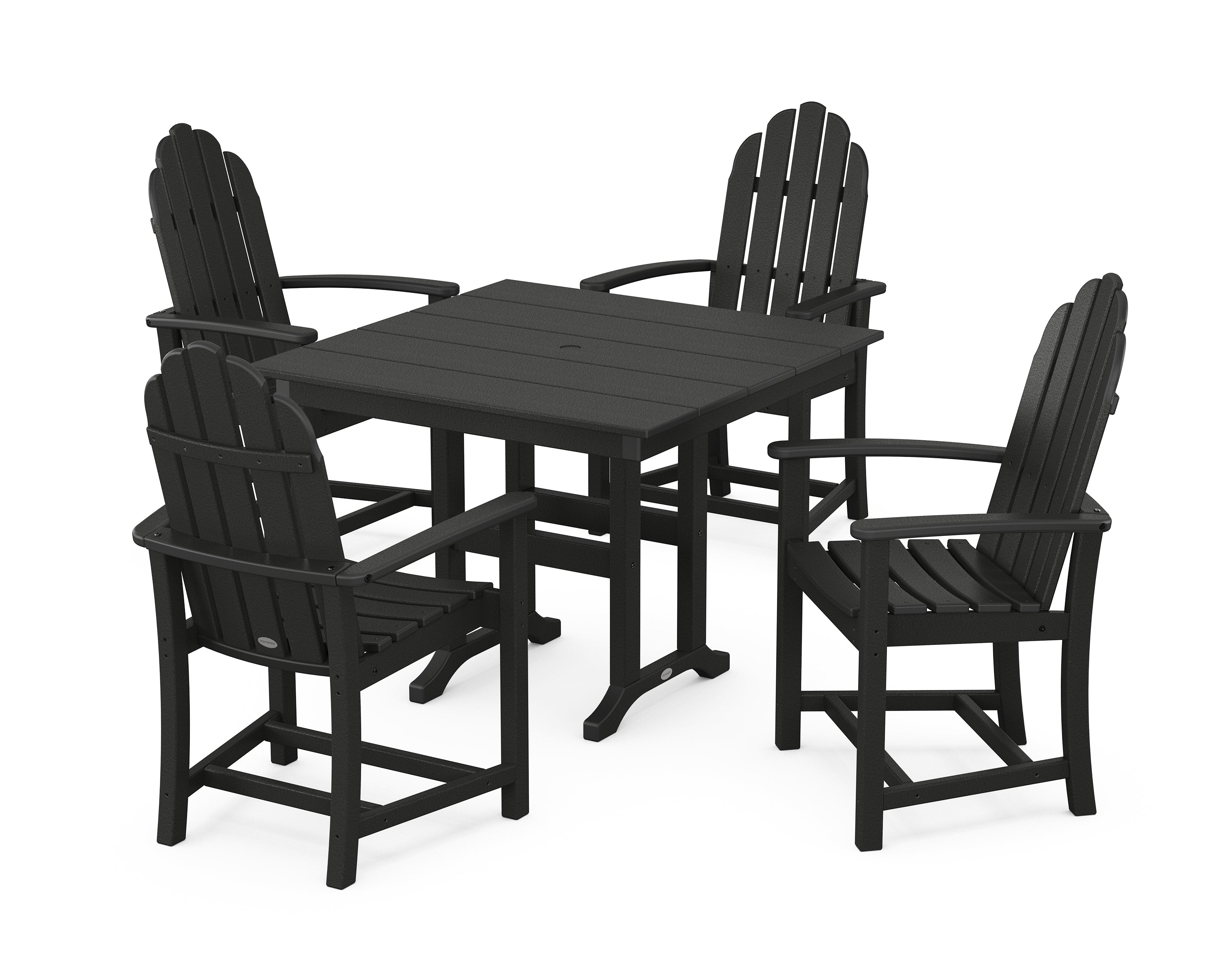 POLYWOOD® Classic Adirondack 5-Piece Farmhouse Dining Set in Black